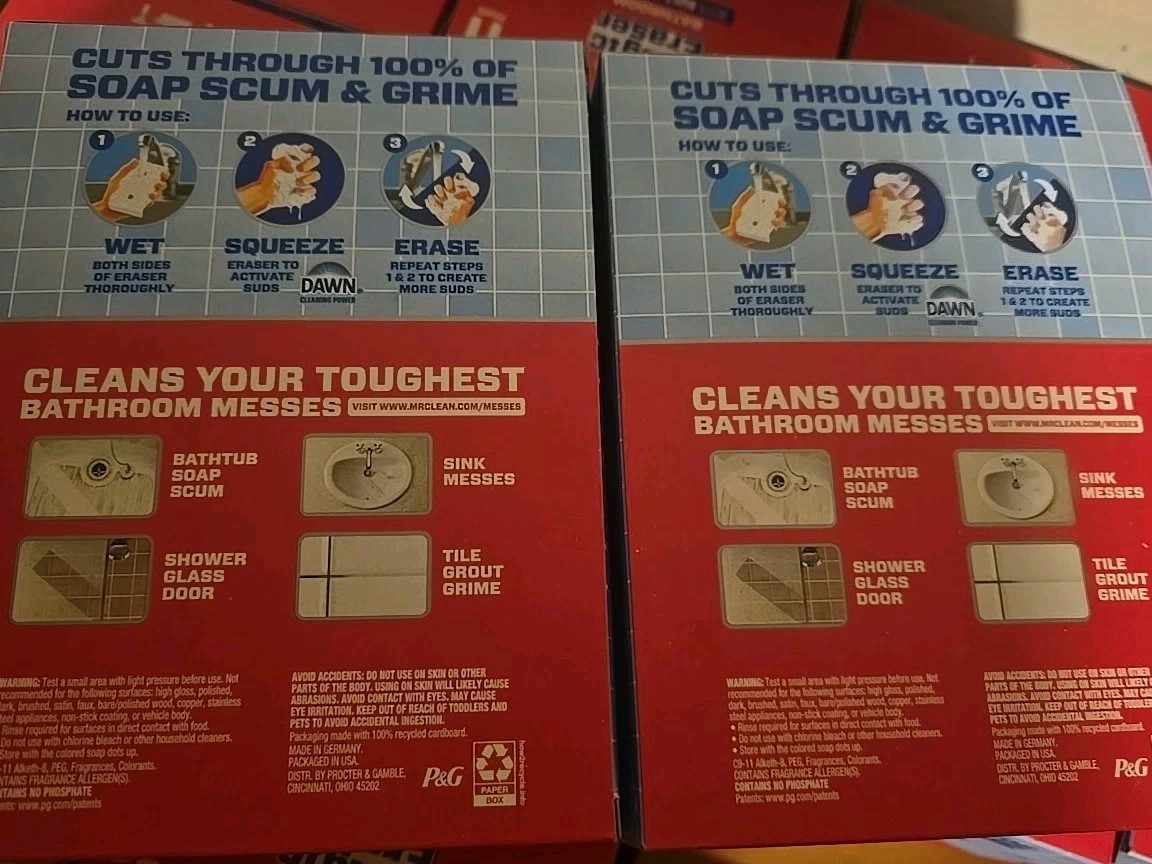 Mr. Clean Magic Eraser Bathroom 2 in 1 Built in Cleaner, 11 Count (Pack Of 2)