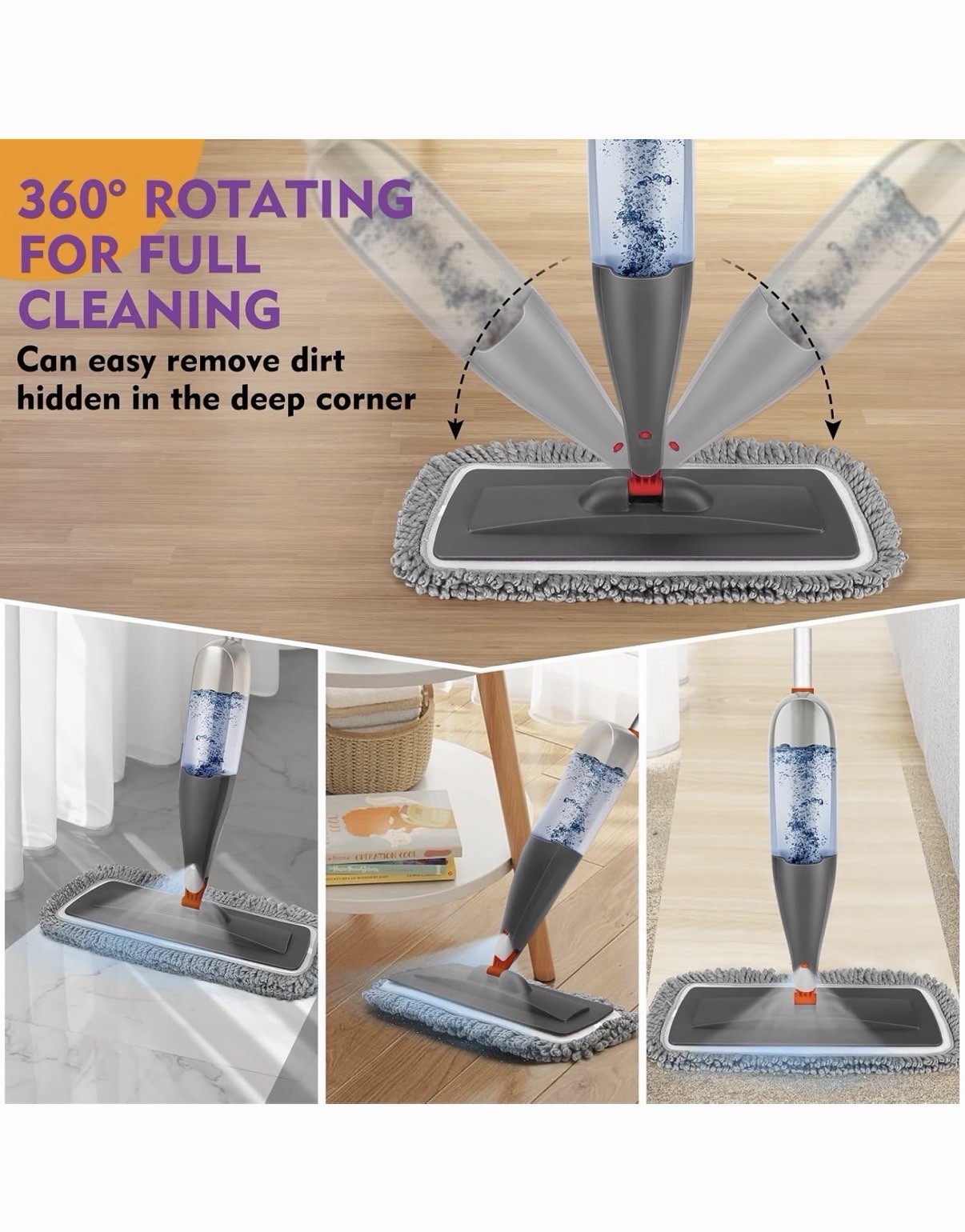 Spray Mop for Floor Cleaning with Washable Pads