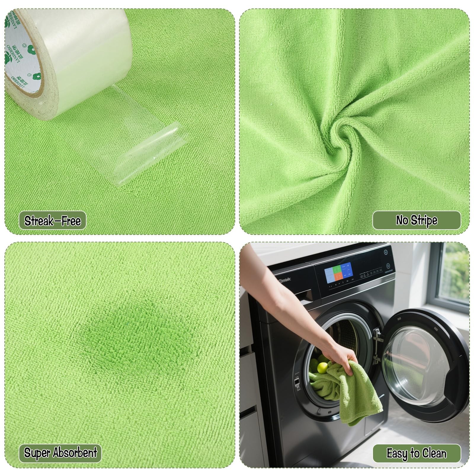 EYUNSTAR 4 Pack Extra Large Microfiber Cleaning Cloths 20″x30″, Lint-Free Reu…