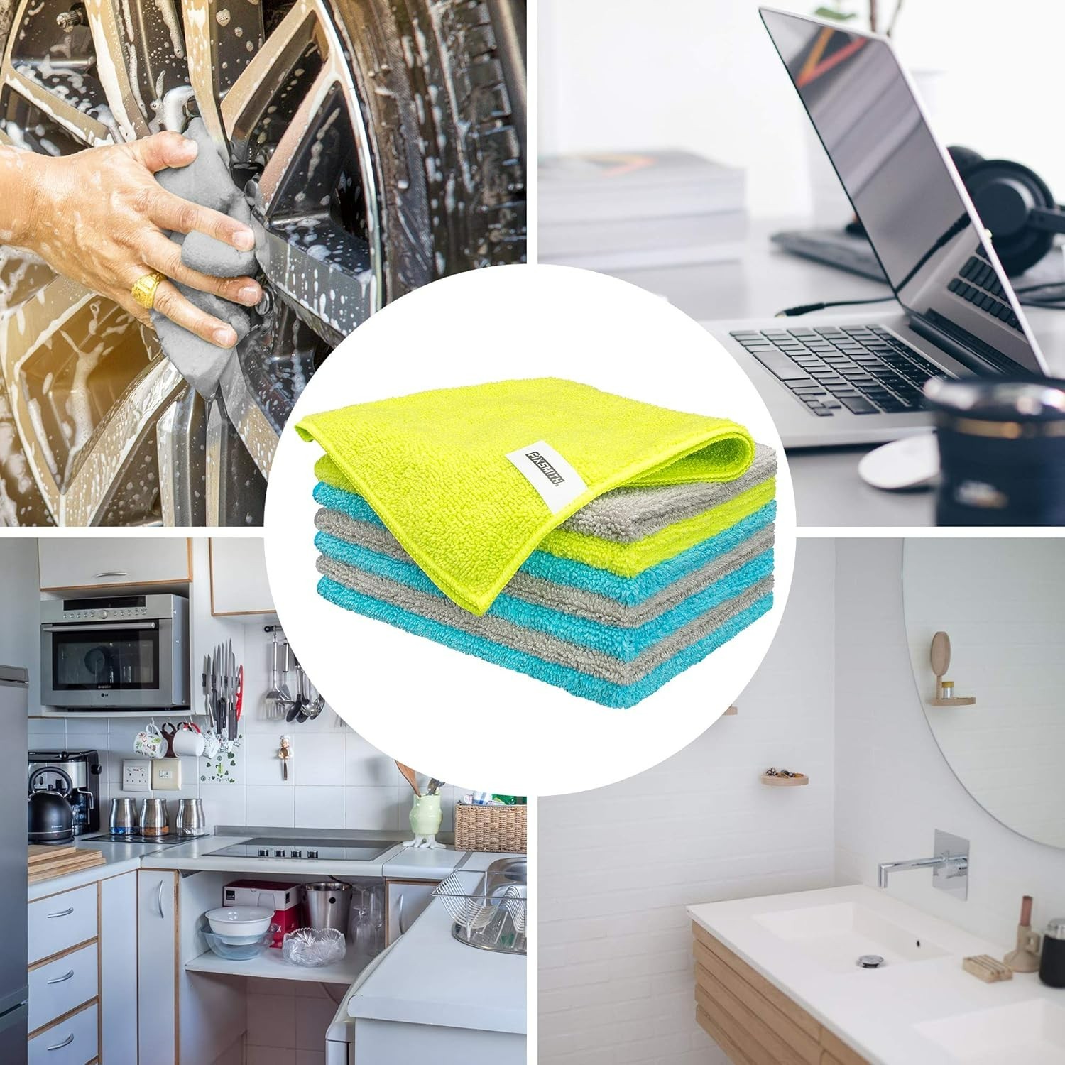 Multi-Functional Lint-Free Microfiber Cleaning Towels – 8 Soft Rags, 12×16 in