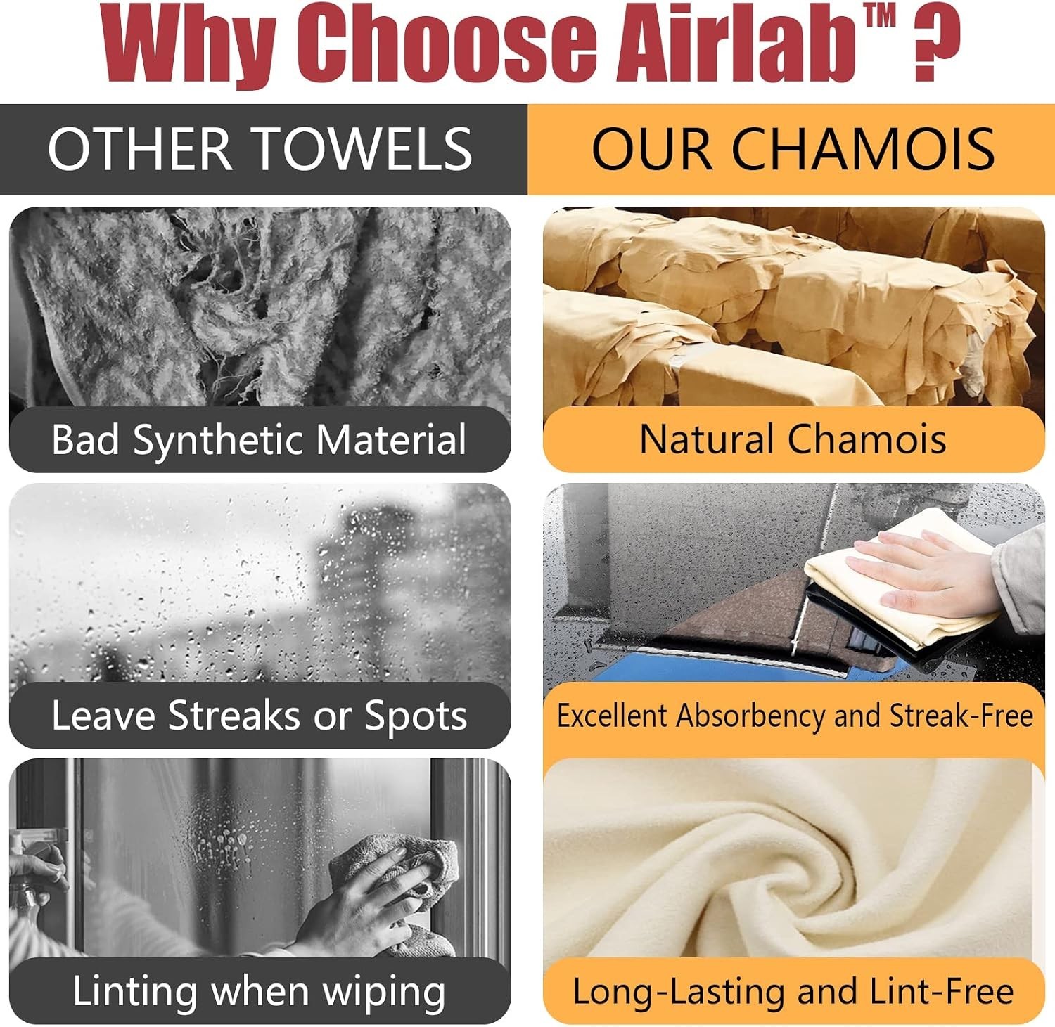 Chamois Cloth for Car 2 Pack Shammy Towel 24” x 16” 2.58 sq ft Each Super A…