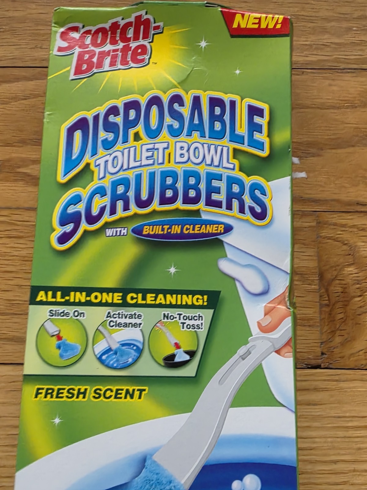Scotch-Brite Disposable Toilet Bowl Scrubbers Fresh Scent Handle 4 Scrubbers NOS