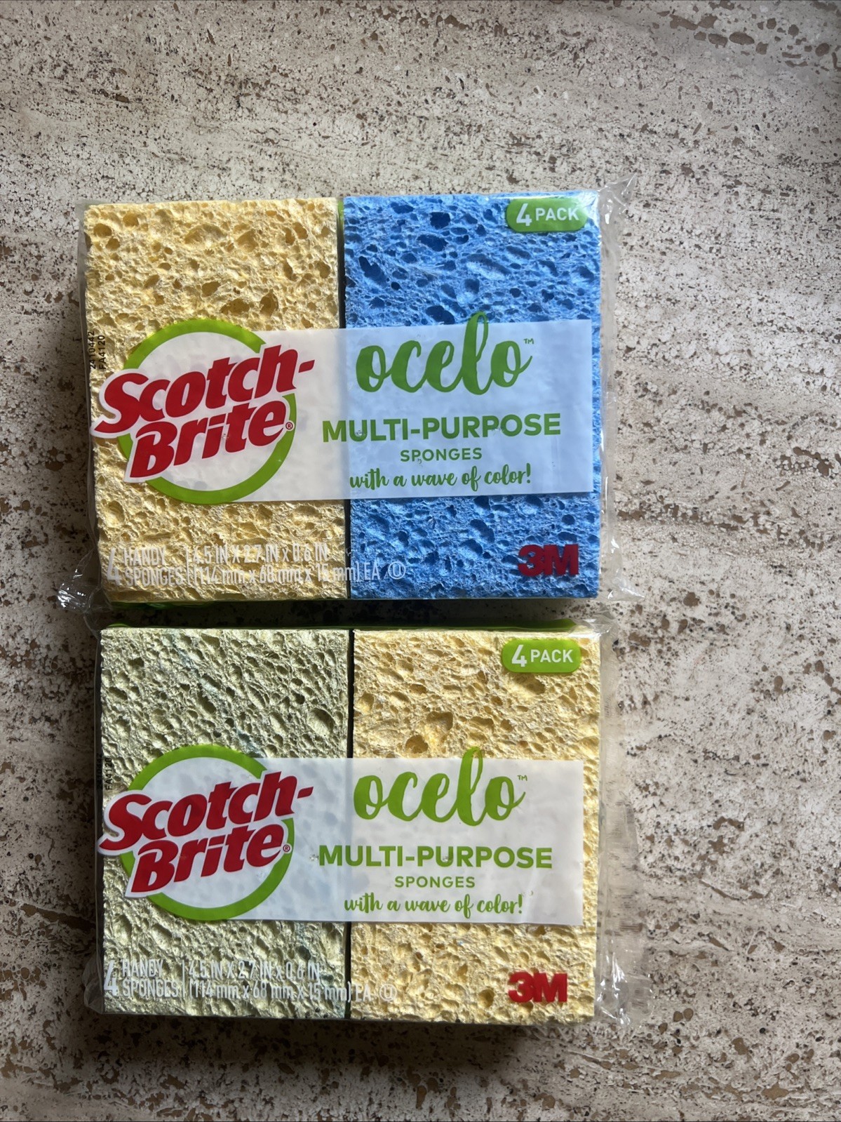 4 Pack (x2) Scotch Brite Ocelo Multi-Purpose Sponges, Assorted Colors, 8 total