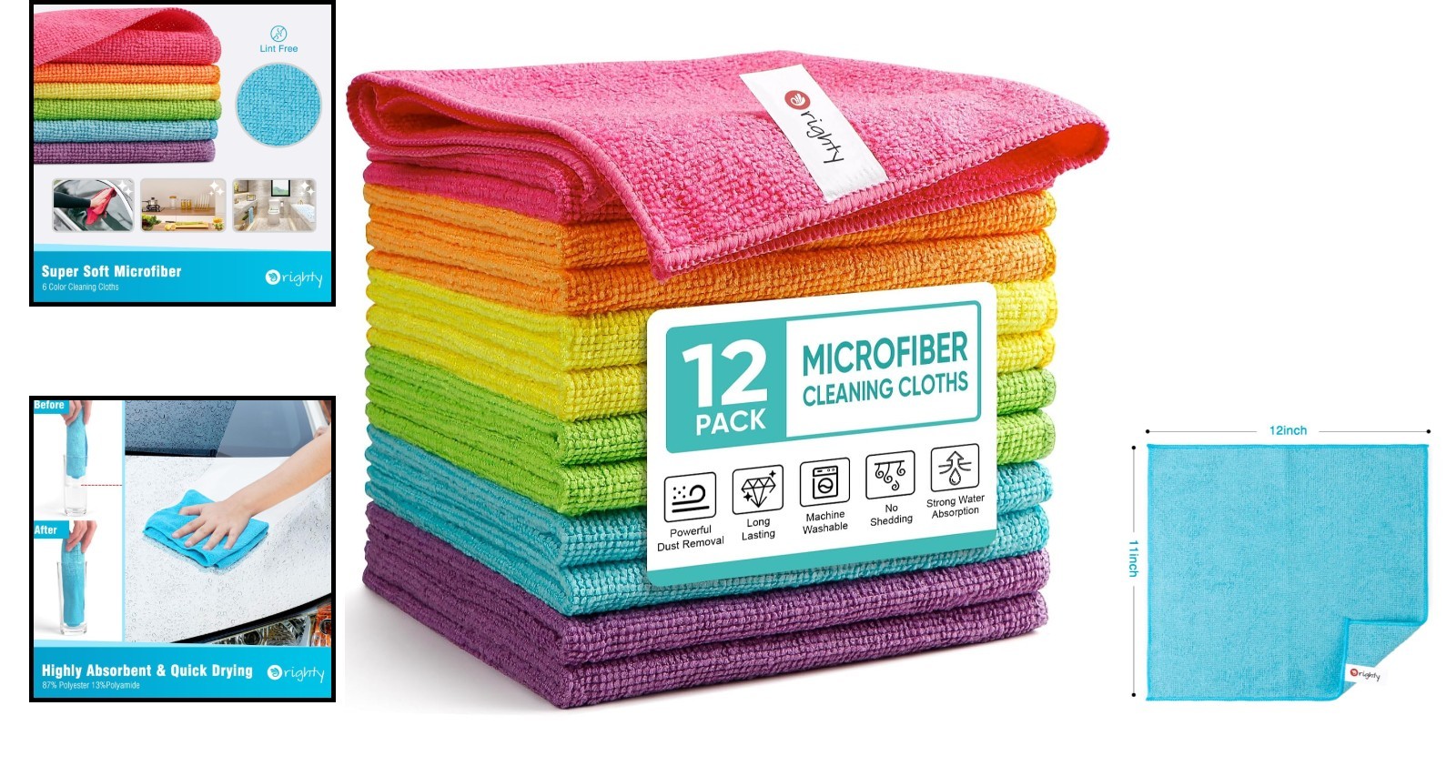 Luxury Microfiber Cleaning Rags – 12 Pack, Soft, Absorbent & Scratch-Free Cloths