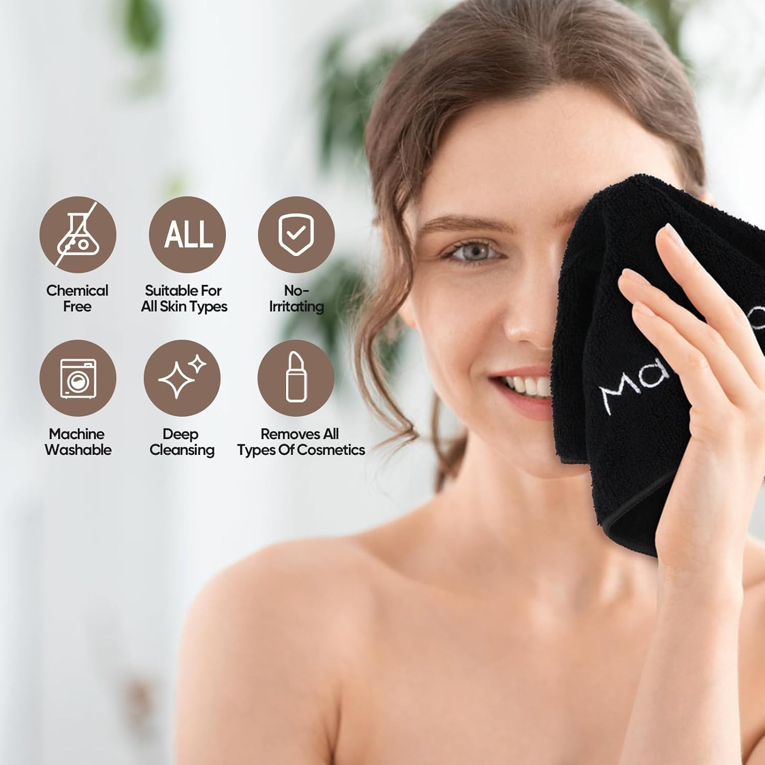Makeup Remover Cloth 6 Pack,Premium Washable Soft 13×13 Inch Facial Cleansing