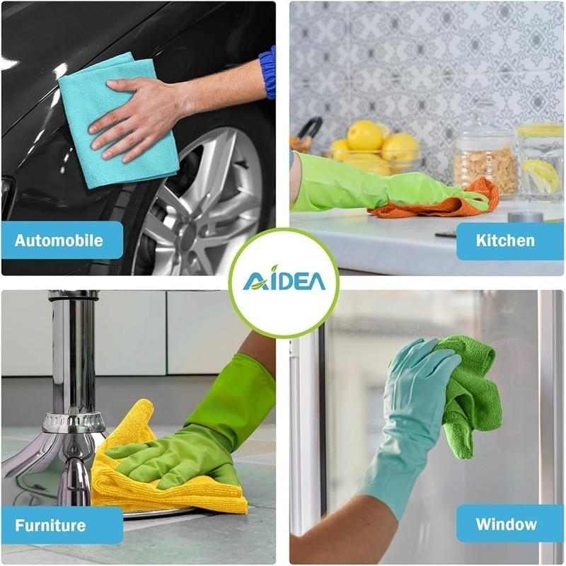 Soft Microfiber Cleaning Towels Absorbent Reusable Versatile Kitchen Cloths 12″