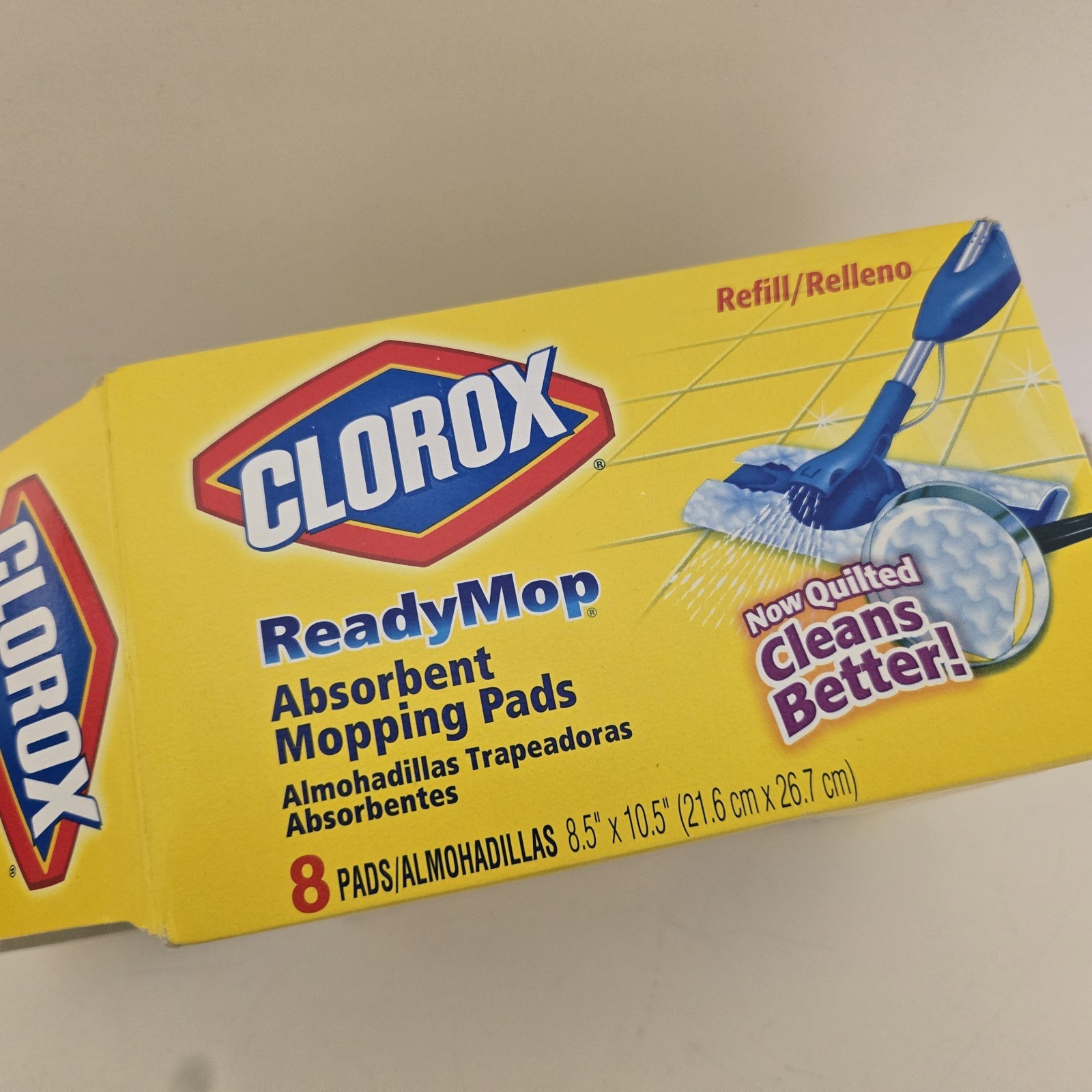 Clorox Ready Mop Absorbent Quilted Cleaning Pads 8.5 x 10.5 inches 4 Pads Open