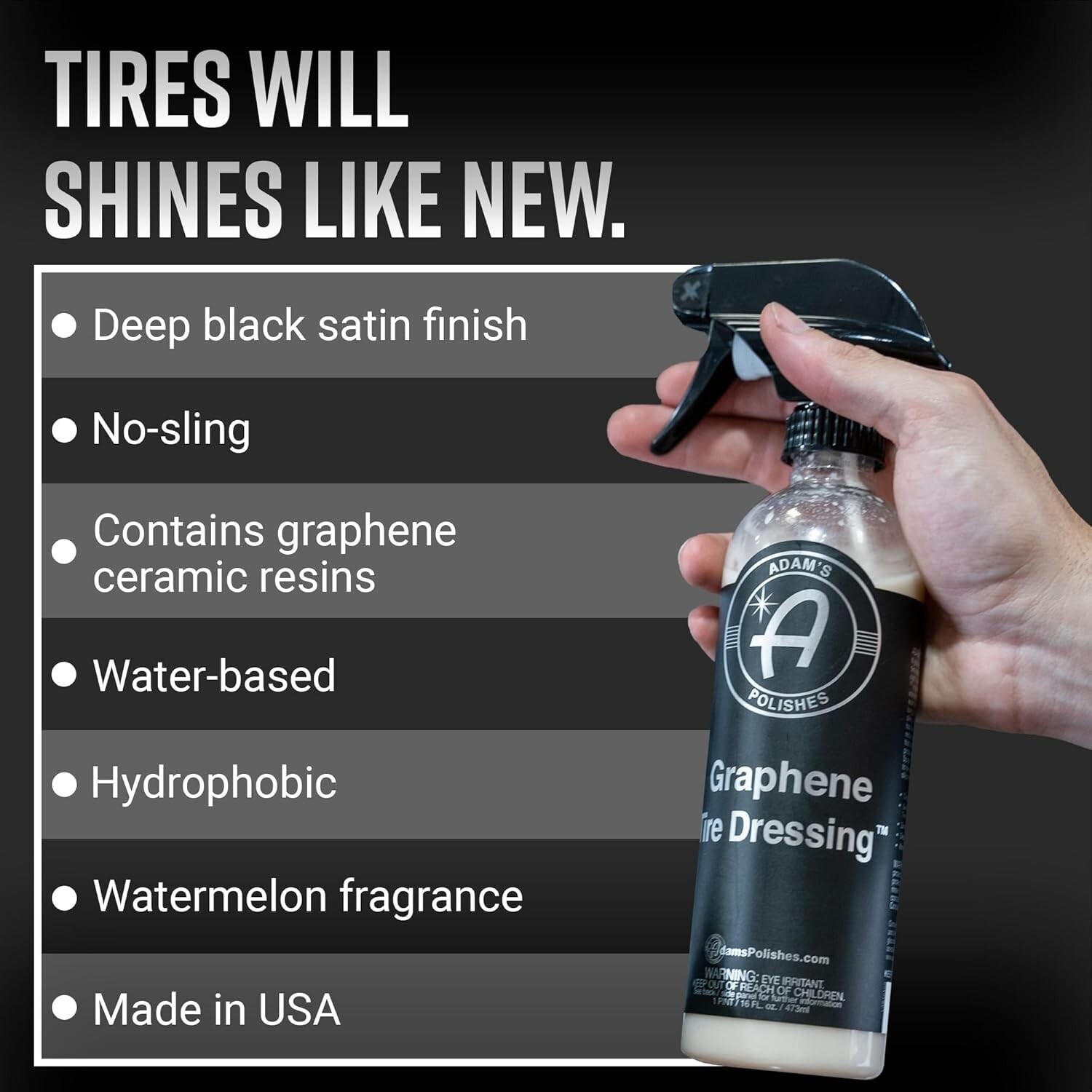 Adam’s Polishes Graphene Tire Dressing – Deep Black Finish 16 fl. oz