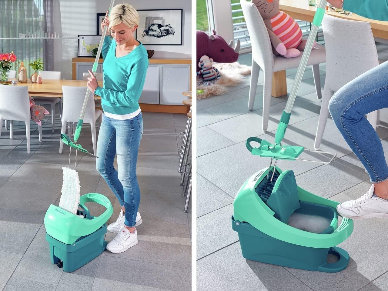 “Profi” Mop & Bucket Set W/ Rollers Turquoise
