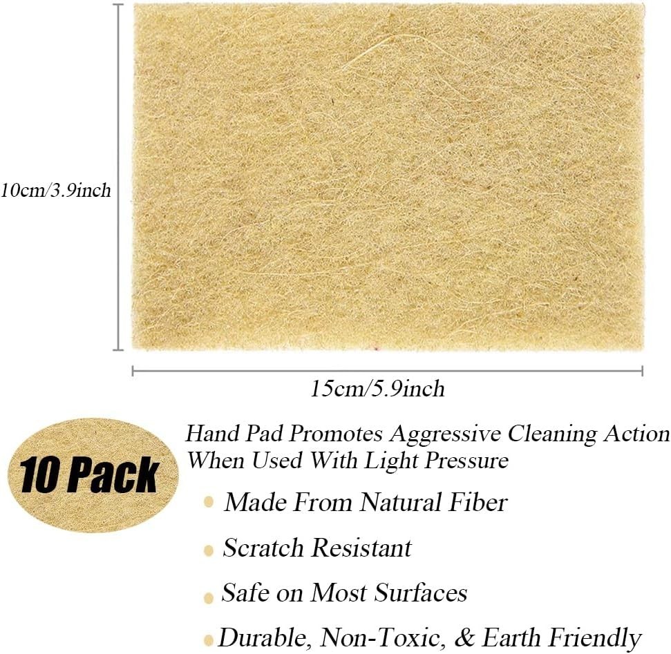 Natural Scouring Pads 10 Pack- Dish Scrubber Non-Scratch Sisal Cleaning Scrub