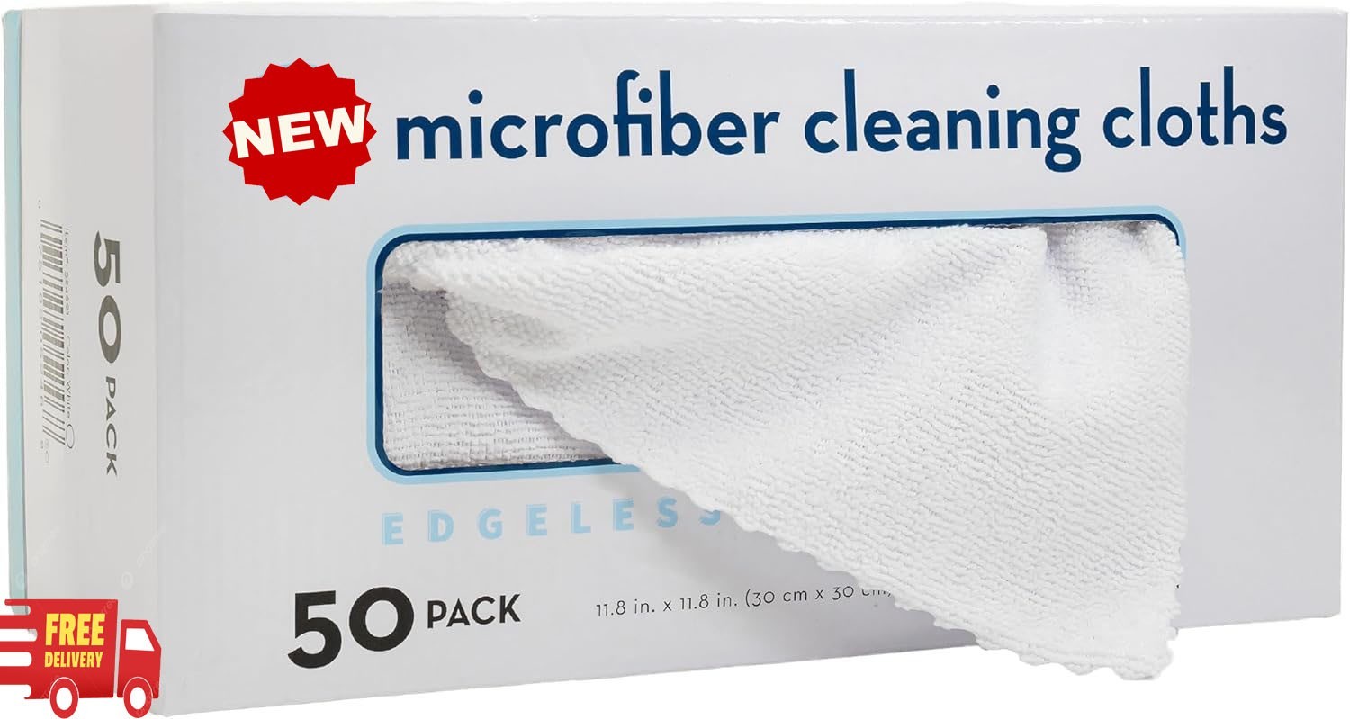 Paquete de 50 paños de microfibra con caja, toallas reutilizables para el hogar,