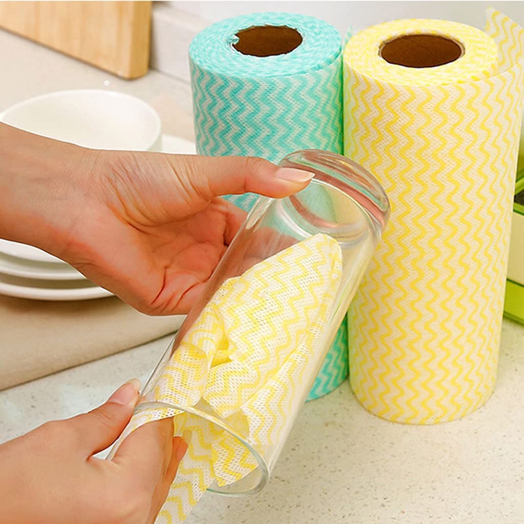 Disposable Cleaning Towels, 50 Count/Roll, Non-woven Fabric, Quick-Dry, Soft,…
