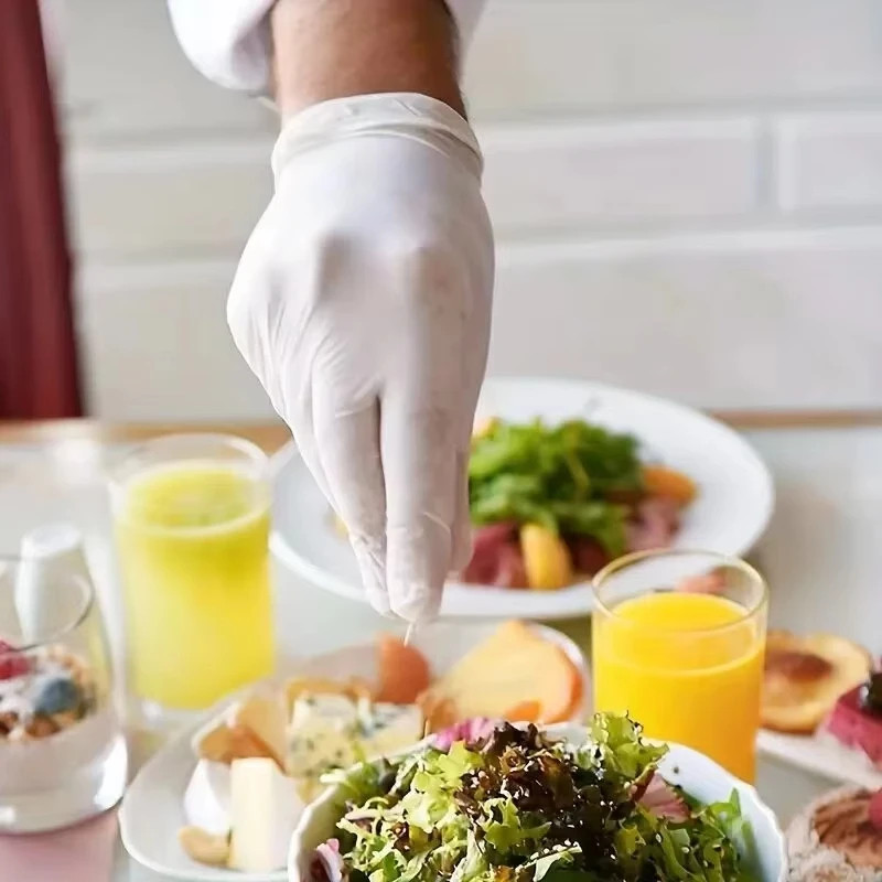 White Nitrile Gloves 50/100PCS Kitchen Cooking Cleaning Food Processing