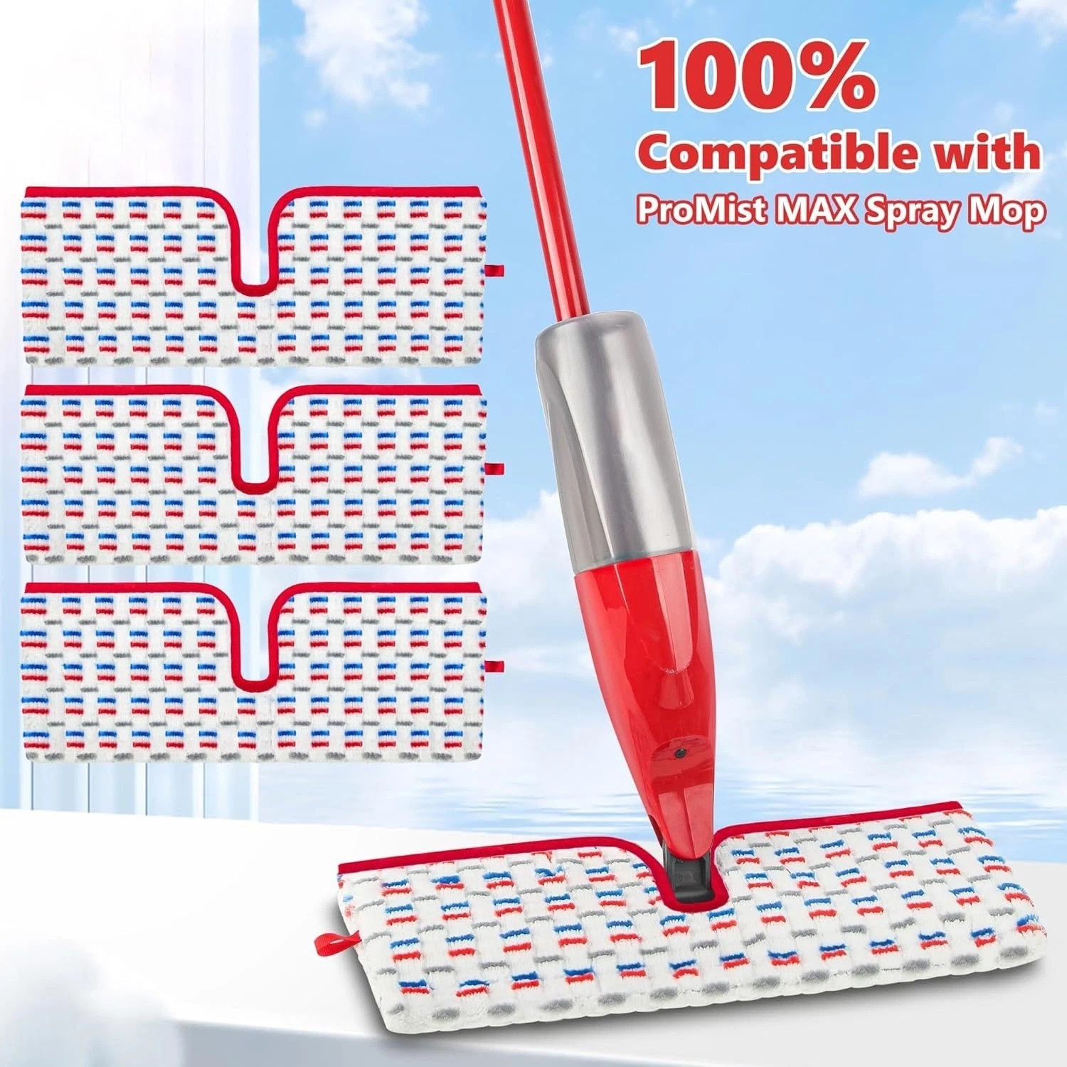 3-Pack Reusable Microfiber Mop Pads for O-Cedar ProMist Max – Dual-sided Design