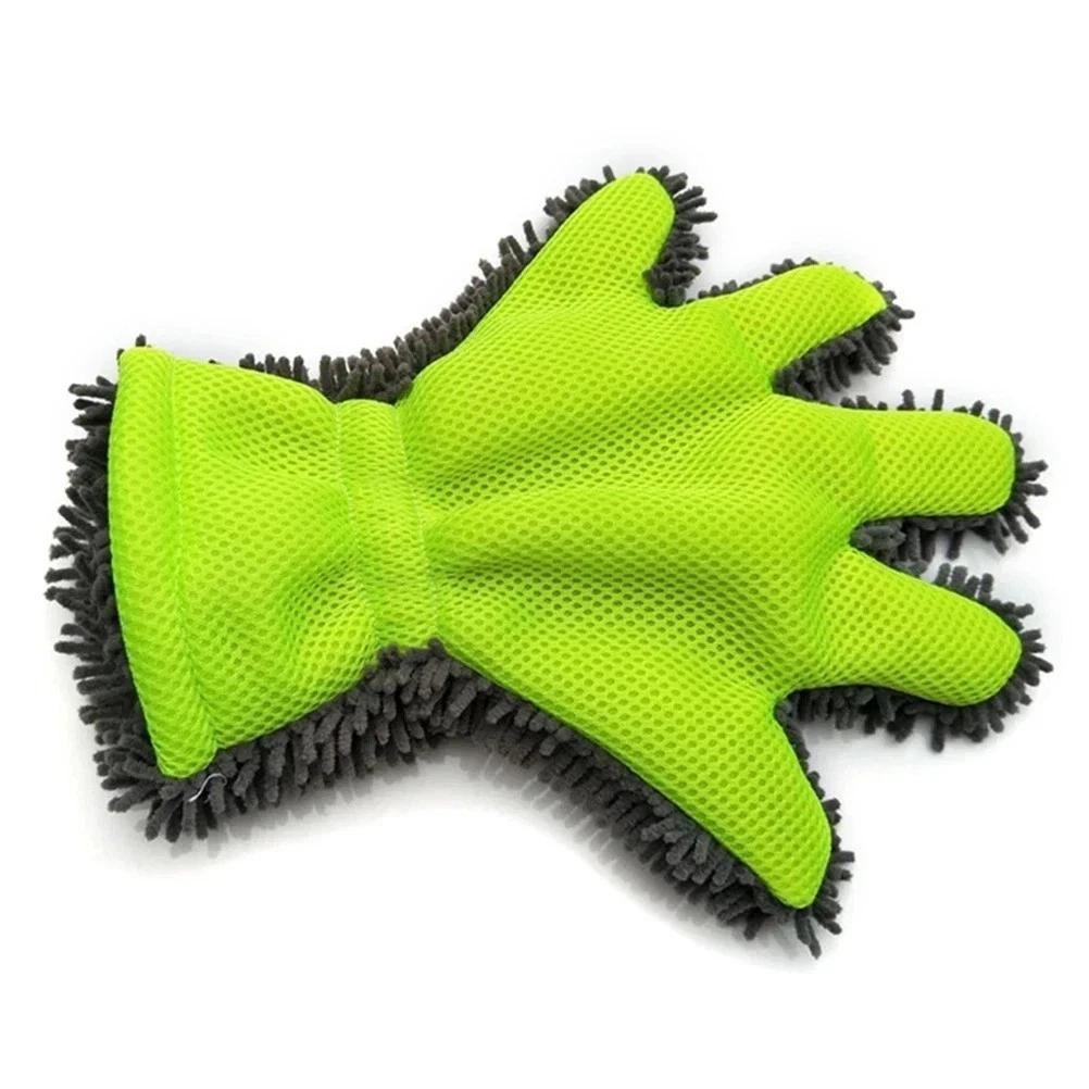 5-finger Car Wash Mitt Scratch Free Microfiber Cleaning Gloves Auto Chenille