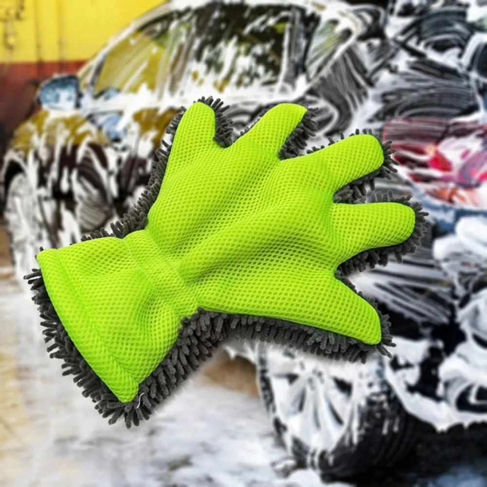 5-finger Car Wash Mitt Scratch Free Microfiber Cleaning Gloves Auto Chenille