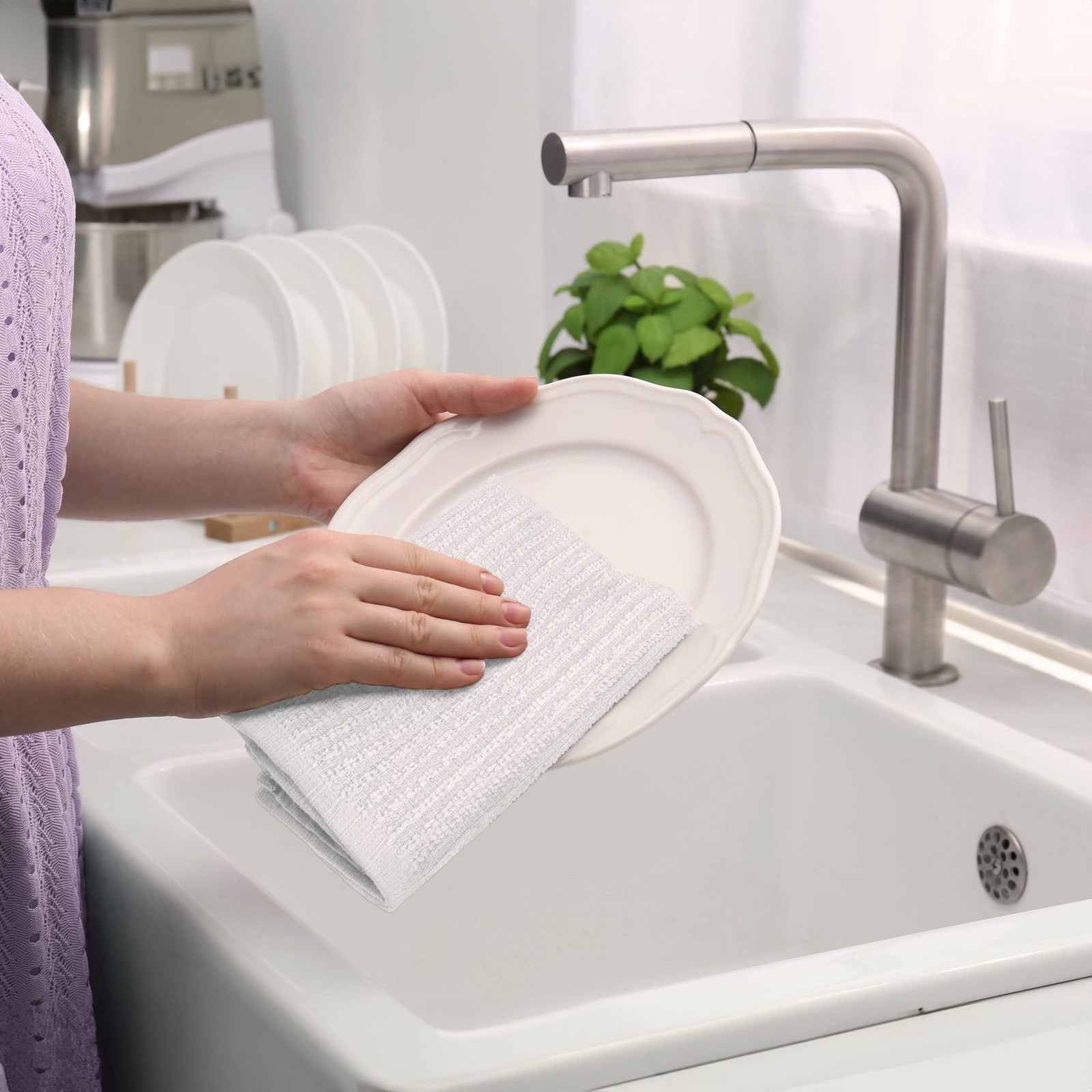 12 Pack 100% Cotton Kitchen Towels for Cleaning, 12 x 12 inch, Ultra Absorben…