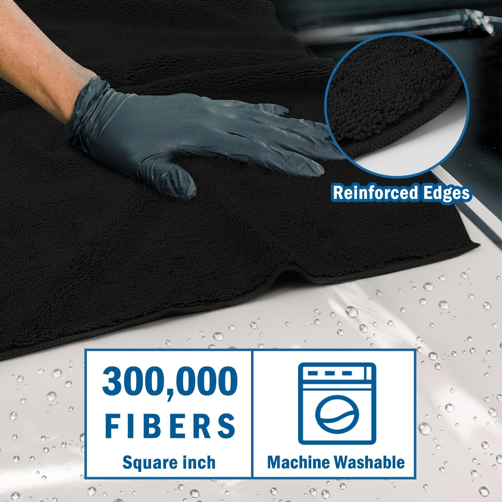 HOMEXCEL Professional Large Microfiber Car Drying Towels 31 x 24 Inch, Black