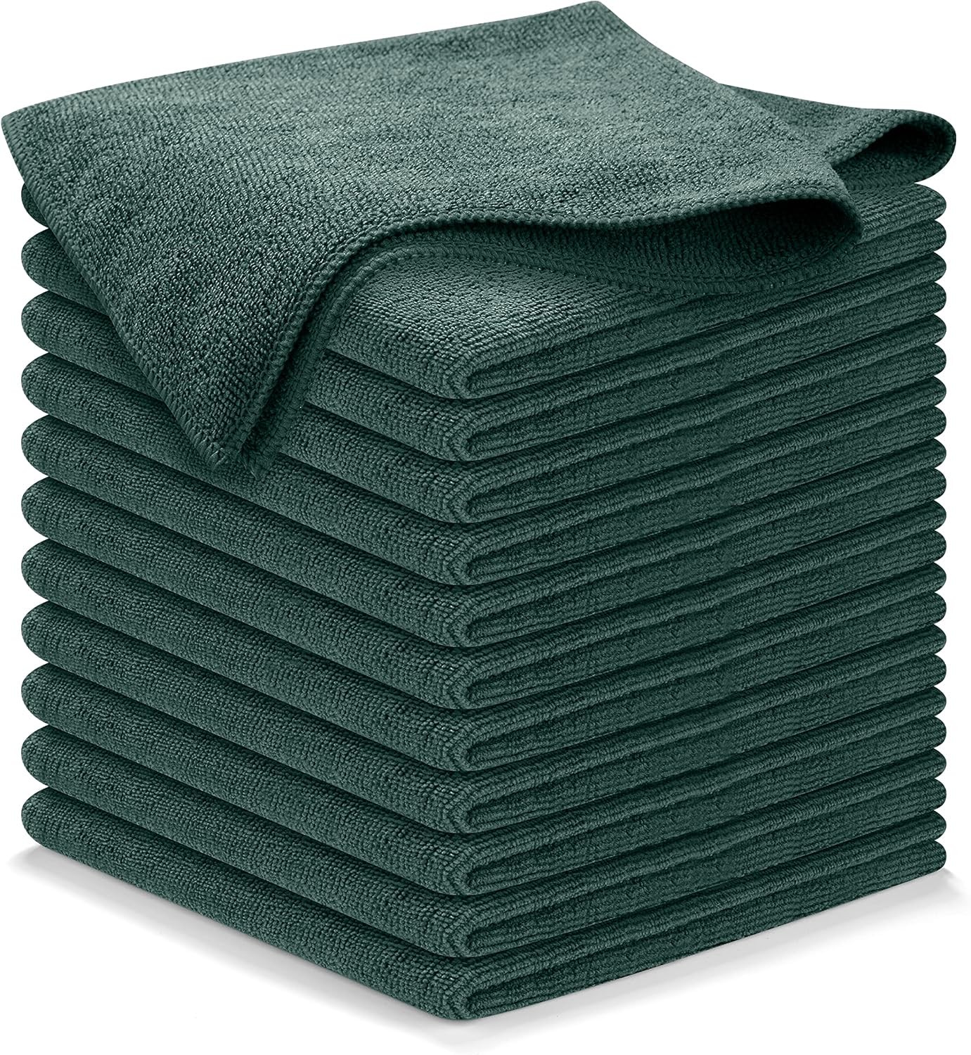 USANOOKS Microfiber Cleaning Cloth – 12Pcs 12.5×12.5 inch 12 pack, Dark Green