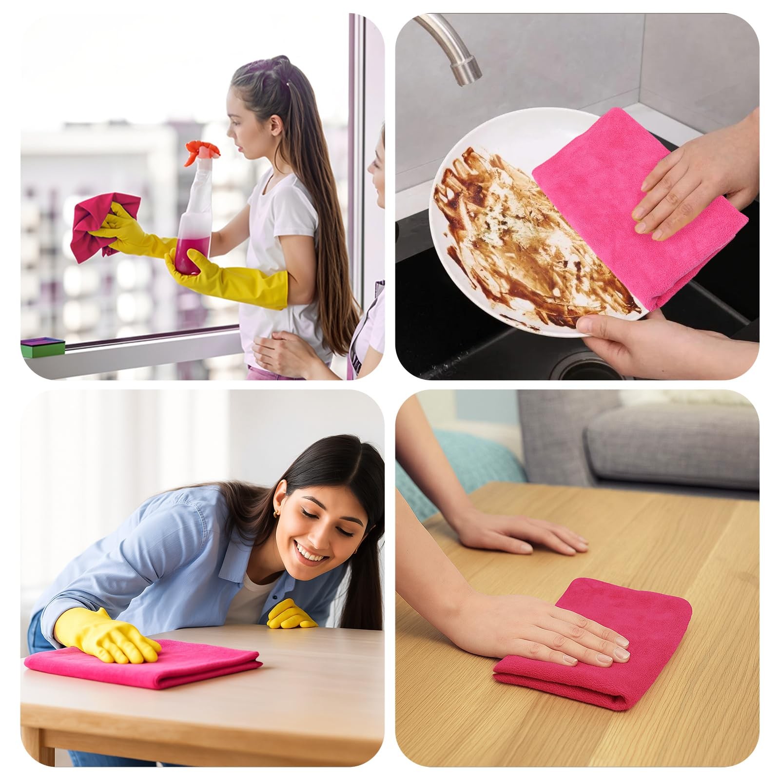 AojSup 6 Pcs Multicolor Extra Large 20 x 30 inches, Light Blue/Dark Pink