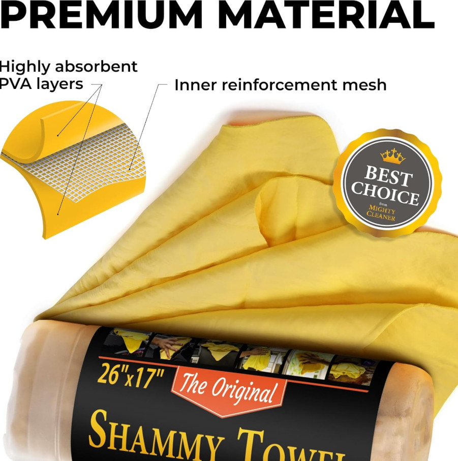 Car Drying Chamois Towel 26″x17″ PVA Premium Shammy Absorbent Streak Free Soft