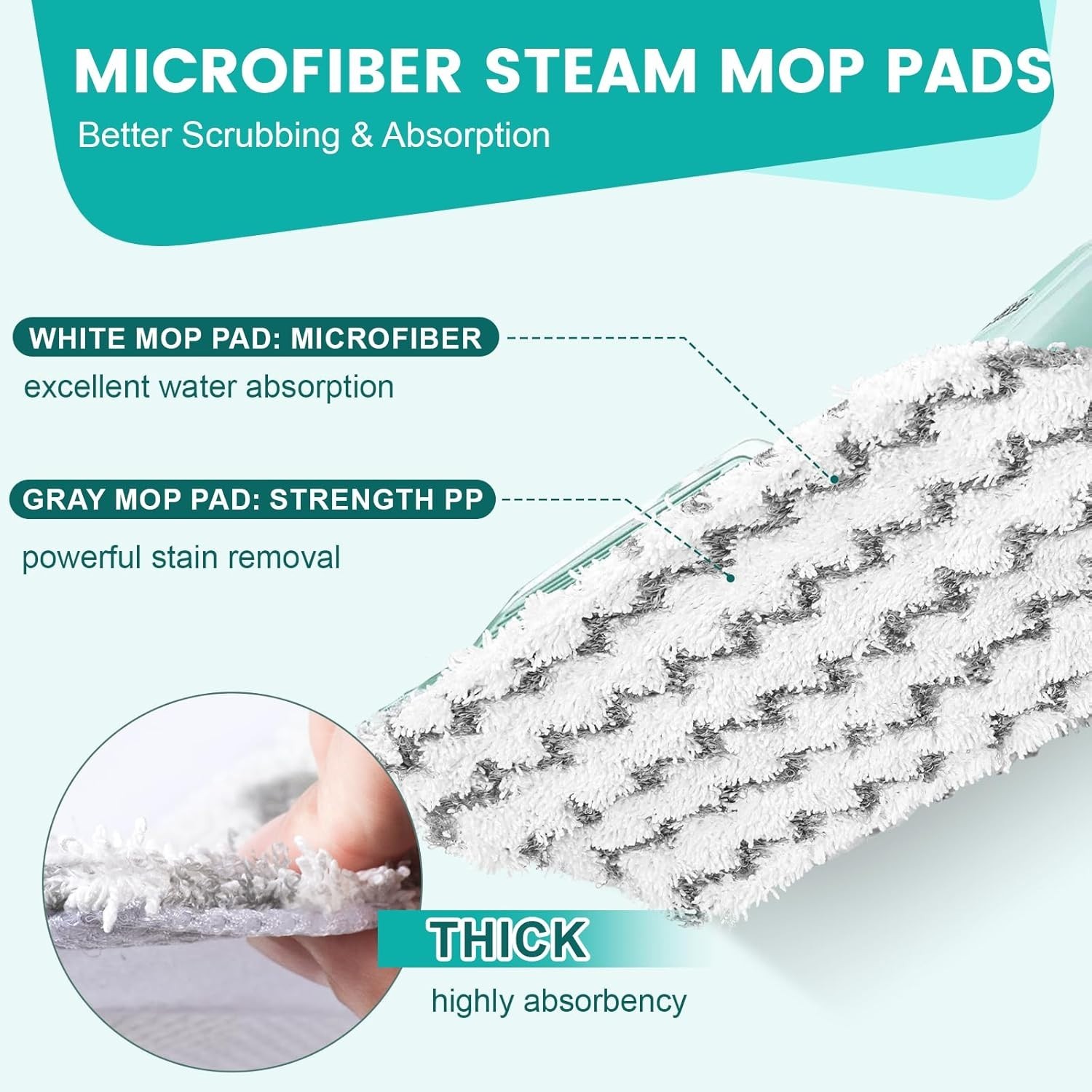 6 Pack Steam Mop Replacement Pads for Shark Steam Mops S1000/S1000A/S1000C/S1000
