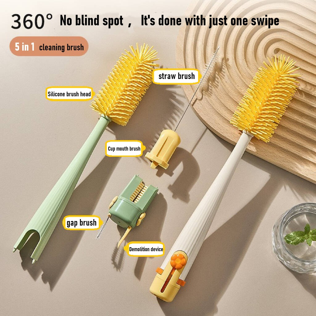 5 In 1 Multifunctional Bottle Brush Set Long Handle Cup Brush Cleaning Brush