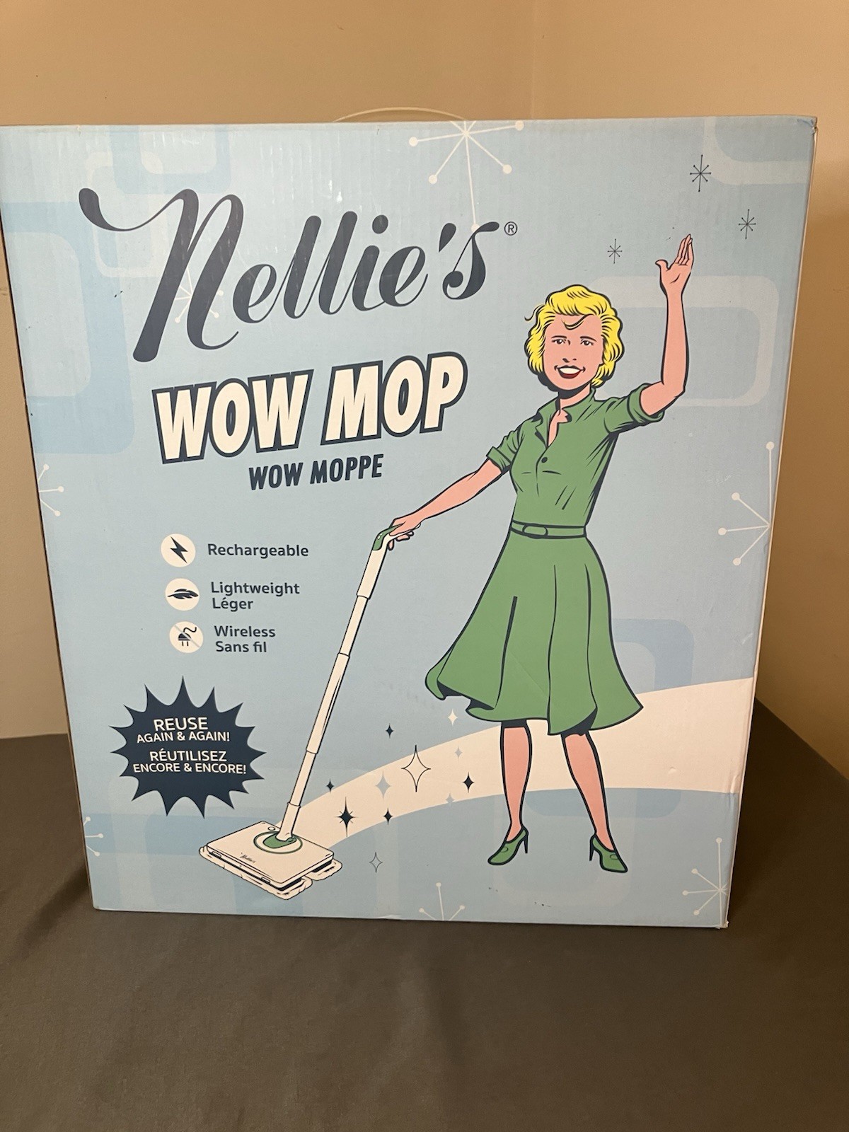Nellie’s WOW Cordless Lightweight Mop, New! Open Box!