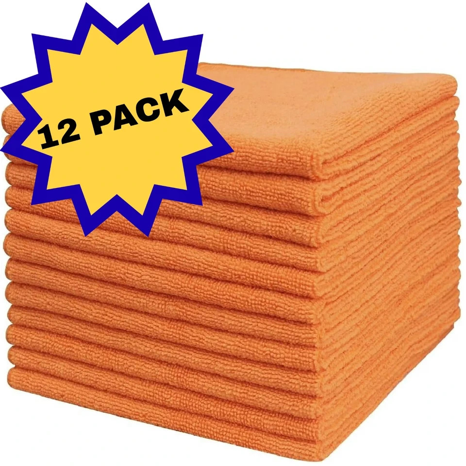 Microfiber Cleaning Cloth 16×16 Car Polishing No Scratch Detailing 12 Pac 400GSM