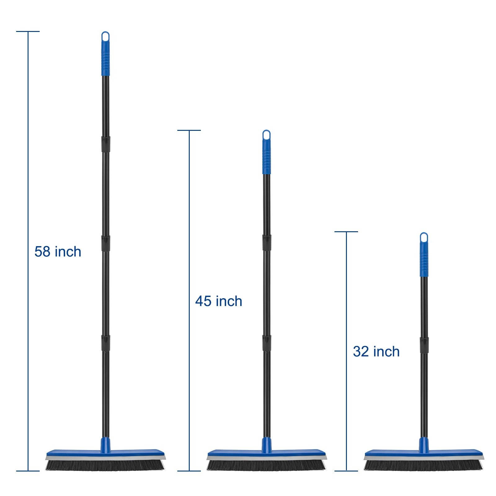 16 Inch 2-in-1 Squeegee Push Broom Outdoor Deck Brush 58″ Long Handle for Pat…