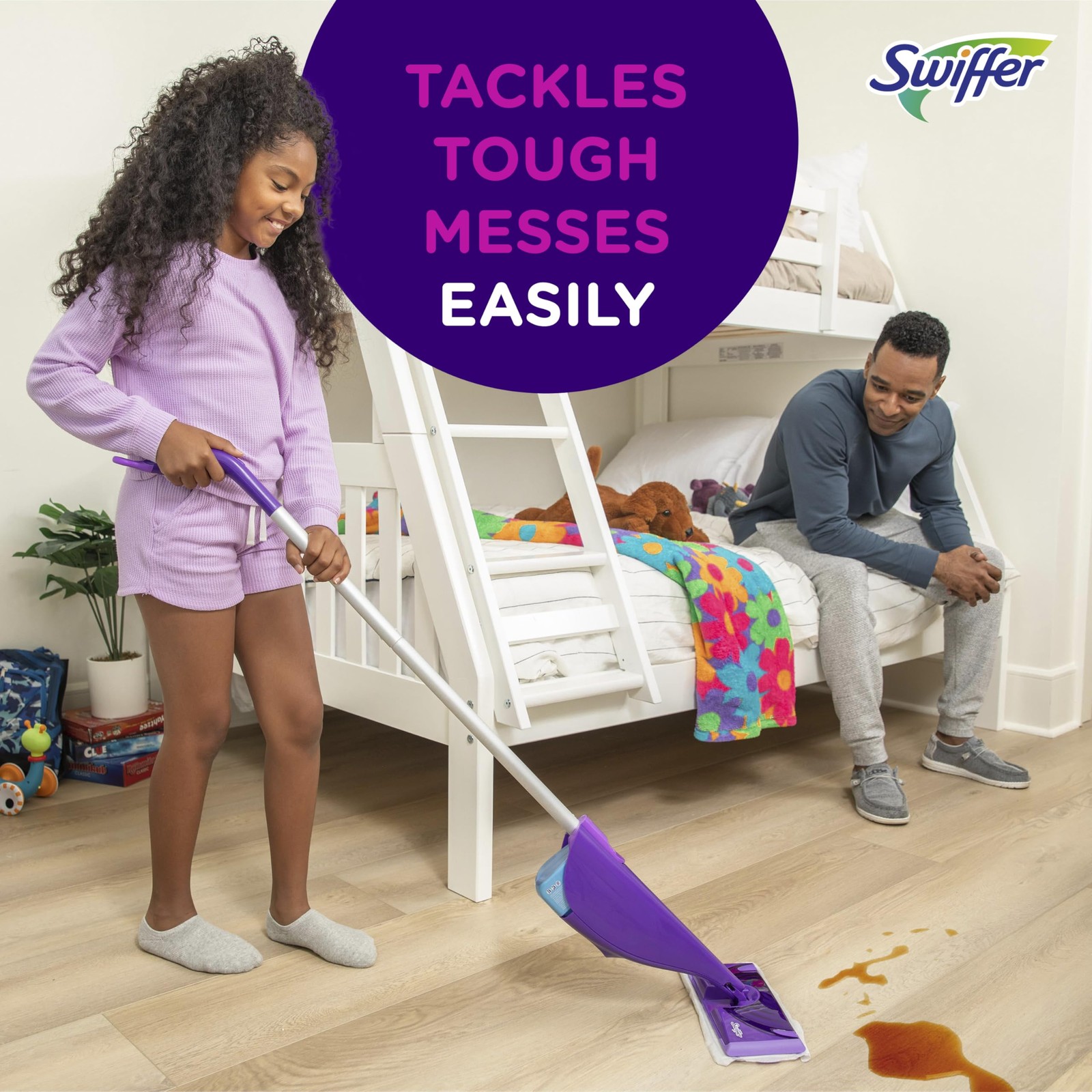 Swiffer WetJet Hardwood and Floor Spray Mop Cleaner Starter 1 Kit, Purple