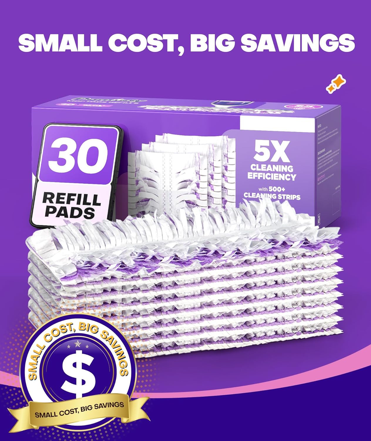 5X Cleaning Power Mop Refills for Swiffer Power Mop, 500+ Strips Multi-Surface