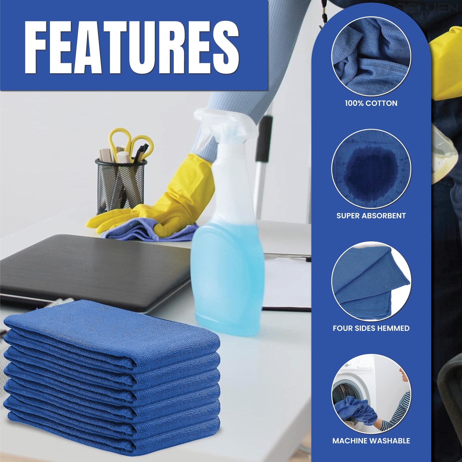 New Blue Cleaning Towels Rags – Multipurpose Cleaning Cloths