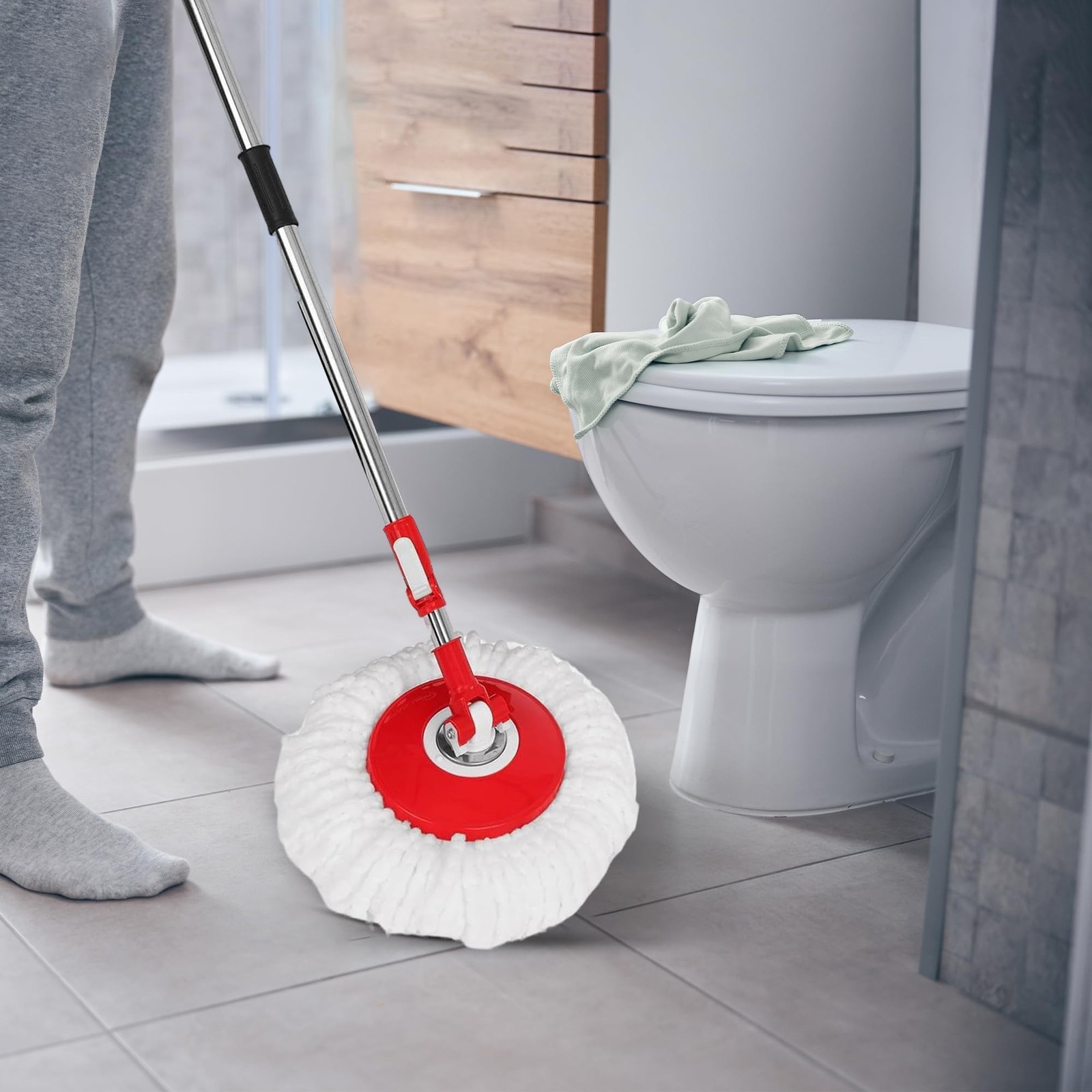 SIMPLI-MAGIC 360° Spin Mop and Bucket with Wringer – 3 High-Absorbent
