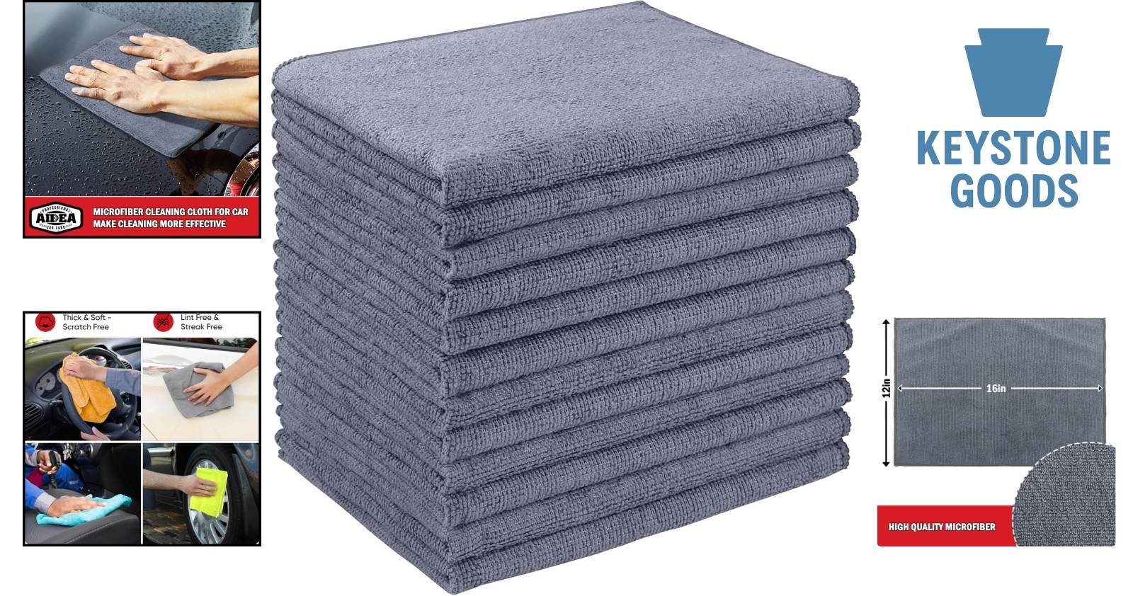 12 Pack Microfiber Cleaning Towels – Lint-Free, Absorbent, Multi-Use for Car…