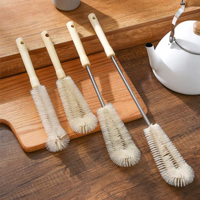 Cup Brush Cleaning Long Handle Wooden Handle Nylon Bristles Small Brush Cup Clea