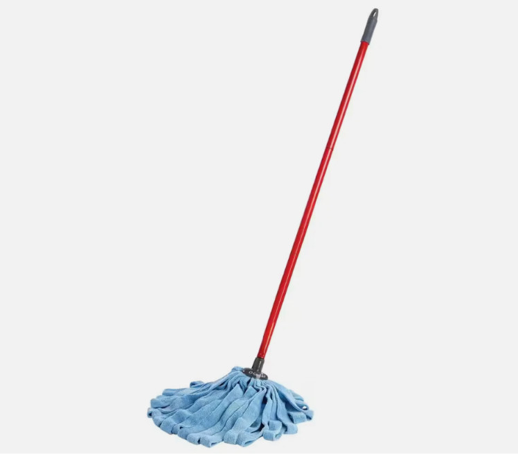 Blue Microfiber Wet Cloth String Mop 4-Pack Reusable Washable Absorbent