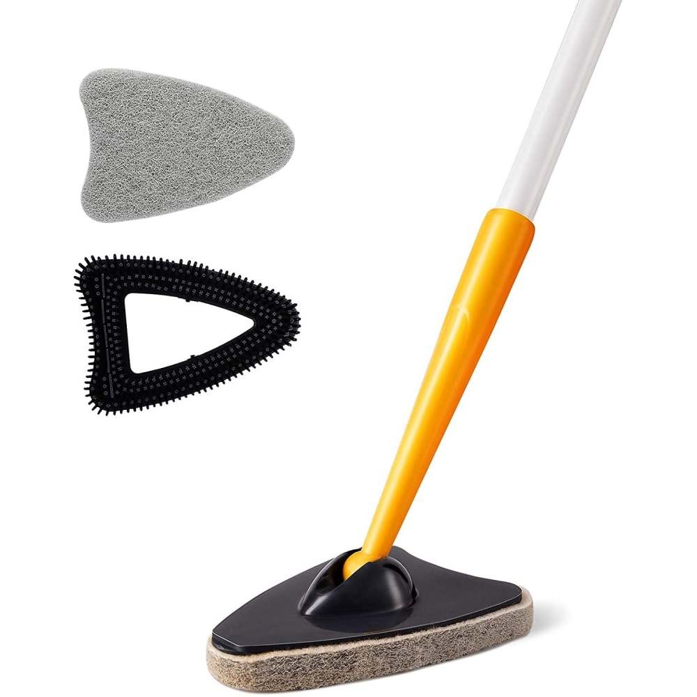 Tub Tile Scrubber Brush,2 in 1 Cleaning Brush Pole Stiff Bristles Scouring Pads
