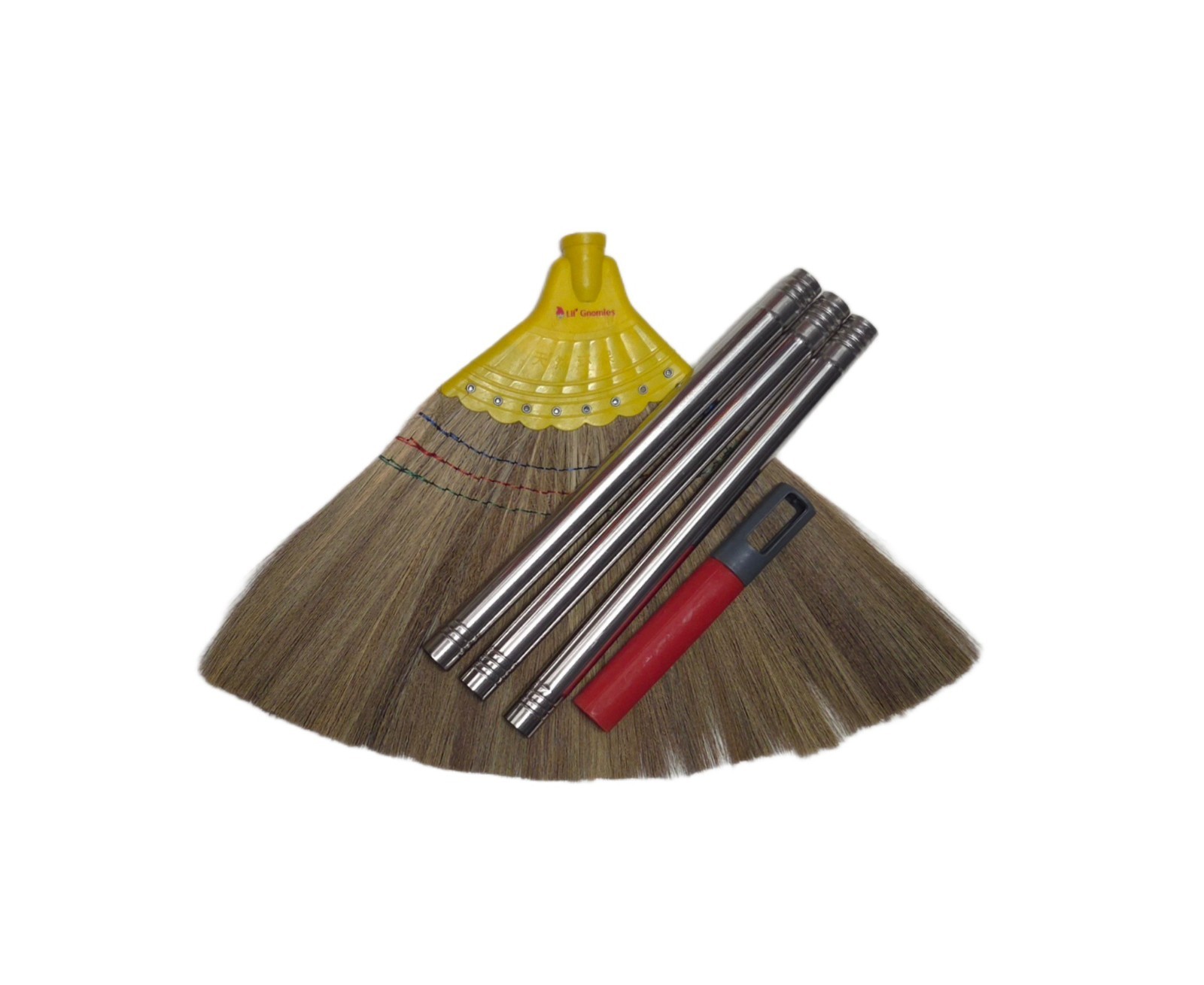 Asian Natural Straw Broom 58 Inch Length Vietnamese Corn Sweep Stainless Steel