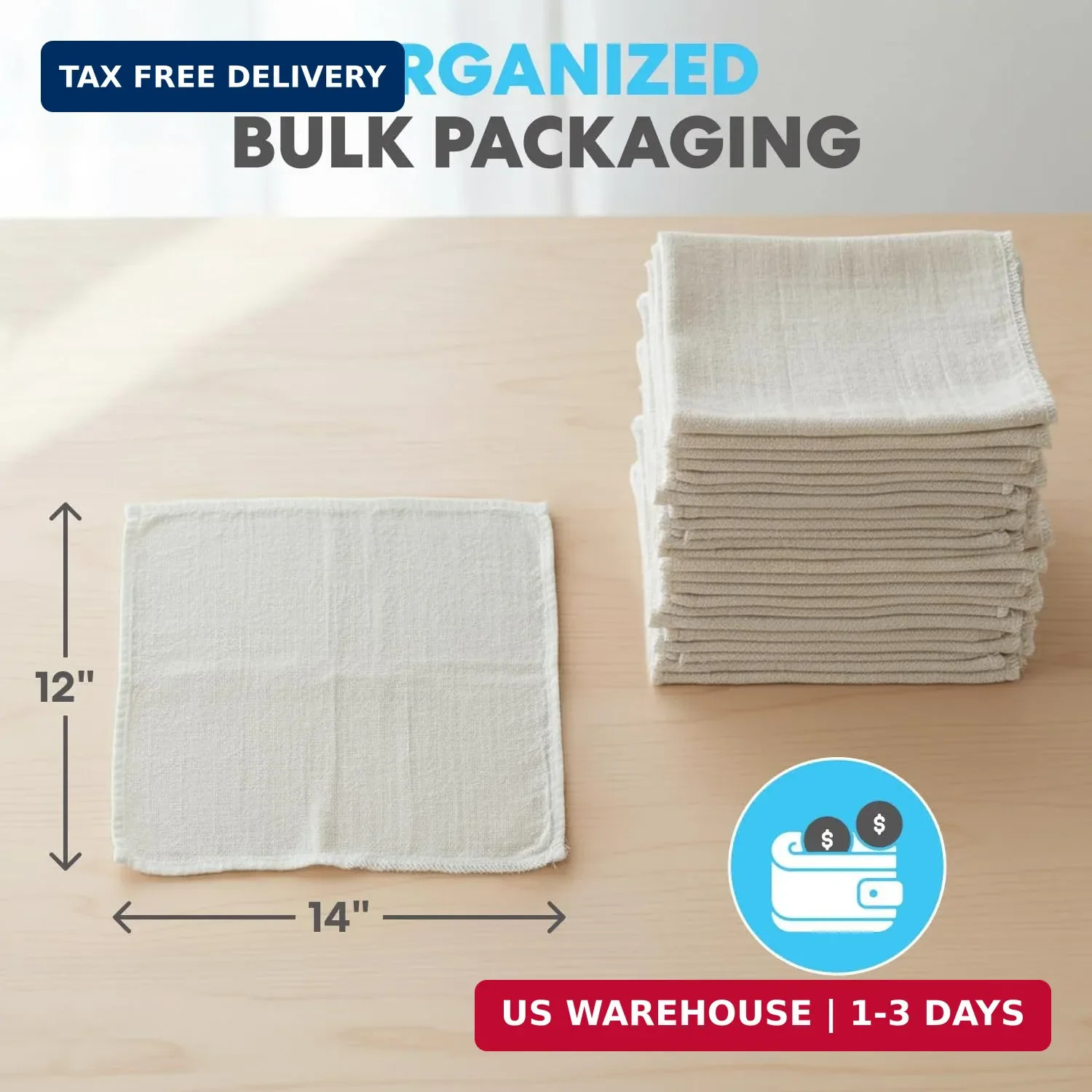 Simpli-Magic Cotton Shop Towels 14″x12″ (145 Pack) – Reusable Cleaning Shop Rags