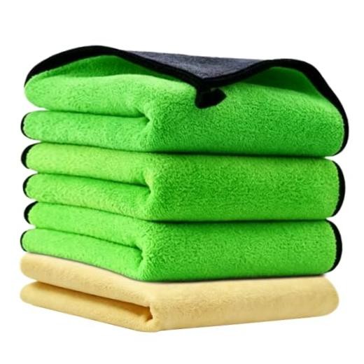 Green Microfiber Cleaning Cloth Kit – 4PCS Car Washing Cloths