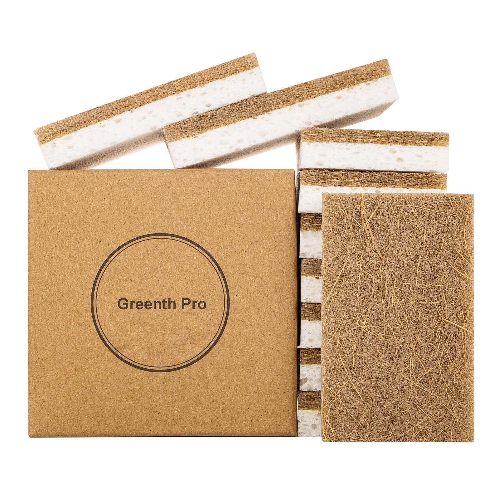 10 Pack Nature Dish Sponge – Natural Kitchen Sponge – Coconut Fiber and Wood …