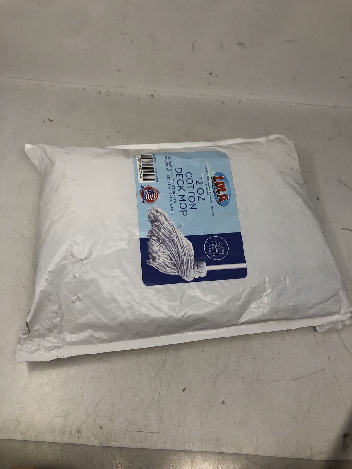 LOLA Products 12 Oz Cotton Deck Mop 4 Section Handle Qty1
