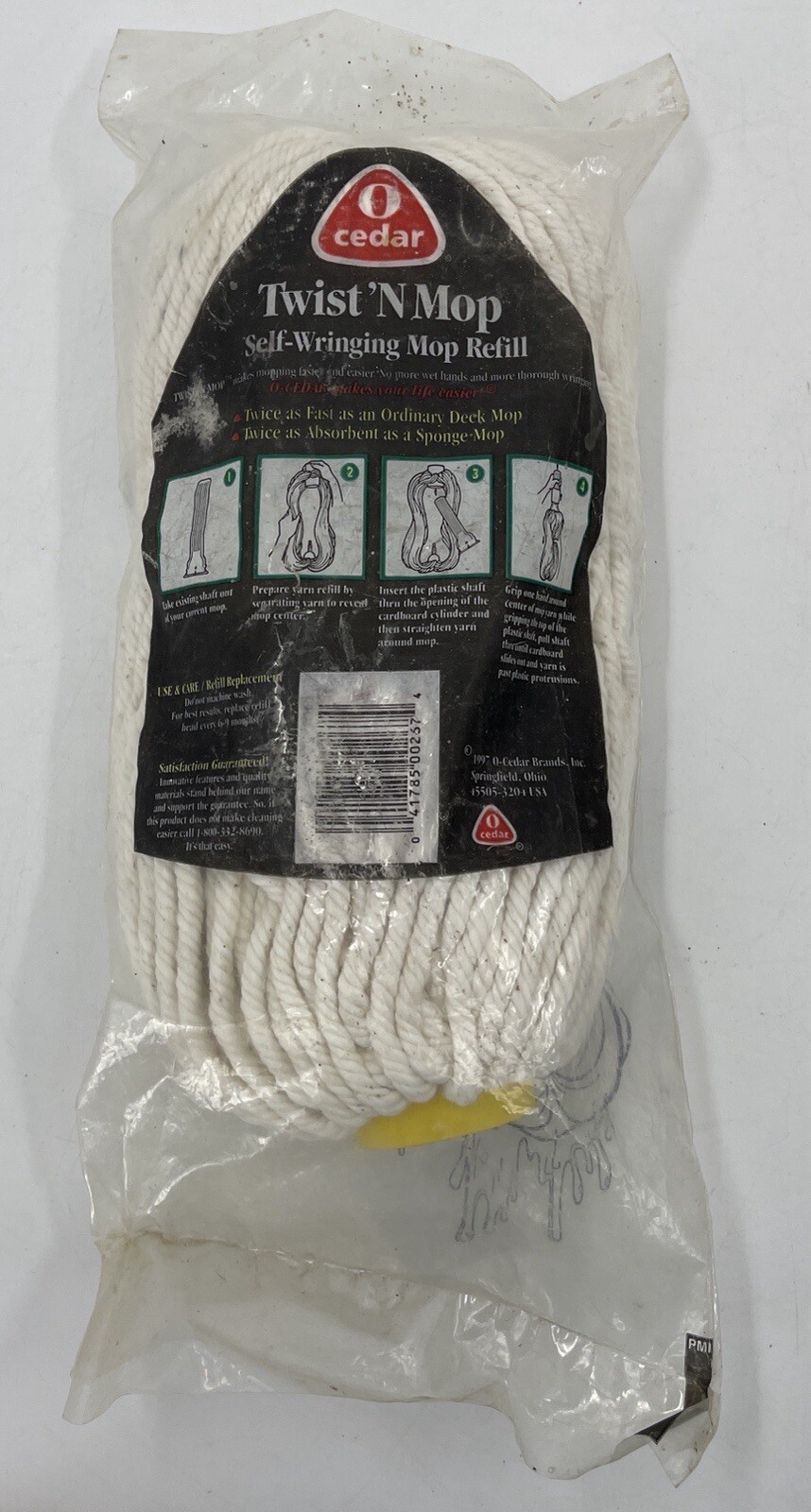 O Cedar Vtg Twist ‘N Mop #267 Refill Replacement Self Wringing Cotton Yarn 1997