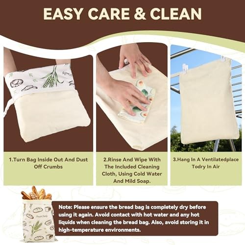 2 Pack Beeswax Bread Bags for Homemade Bread,17×13 In Sourdough Storage