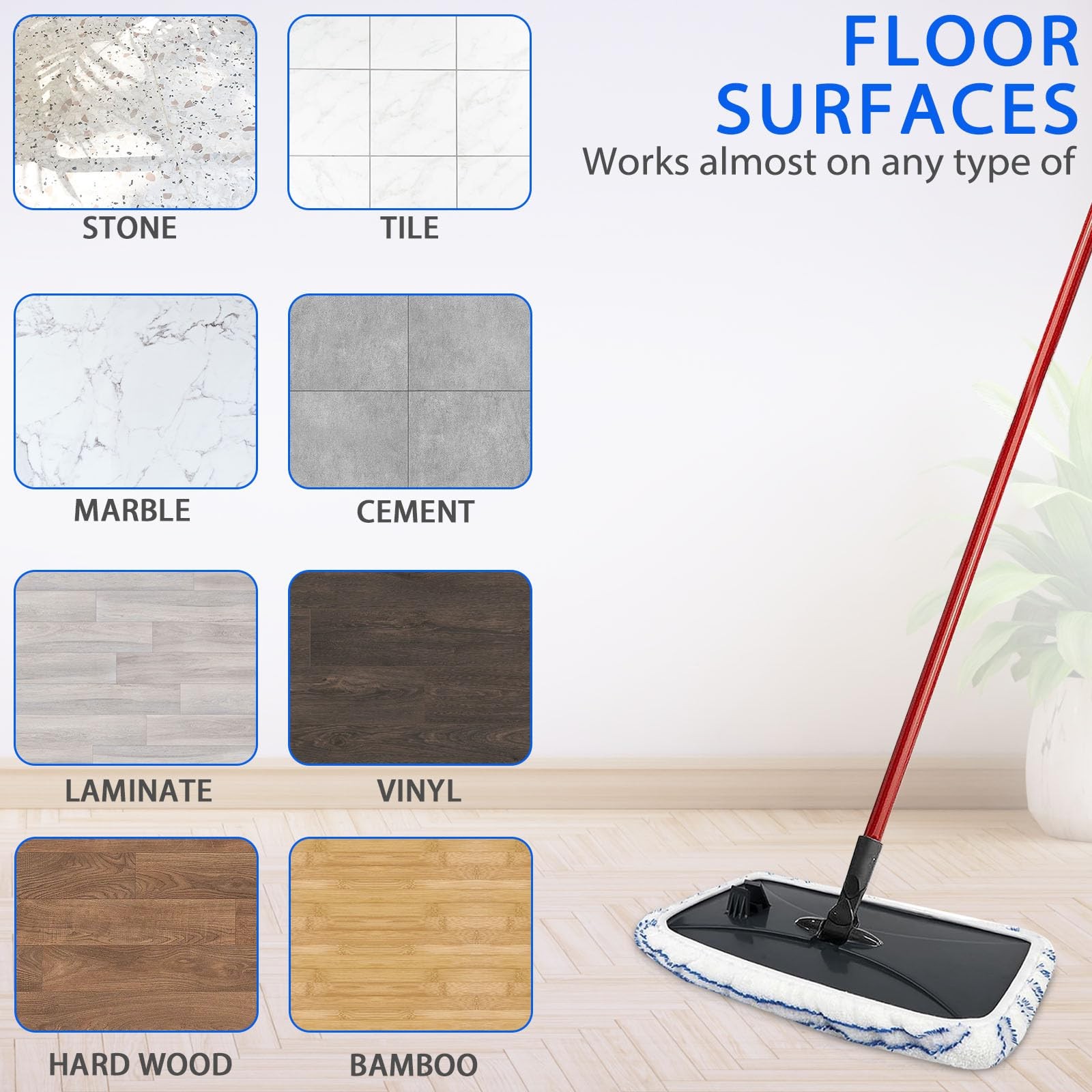4 PCS Microfiber Mop Head Refill Compatible With Cedar 15×8 Inch Wet Dry