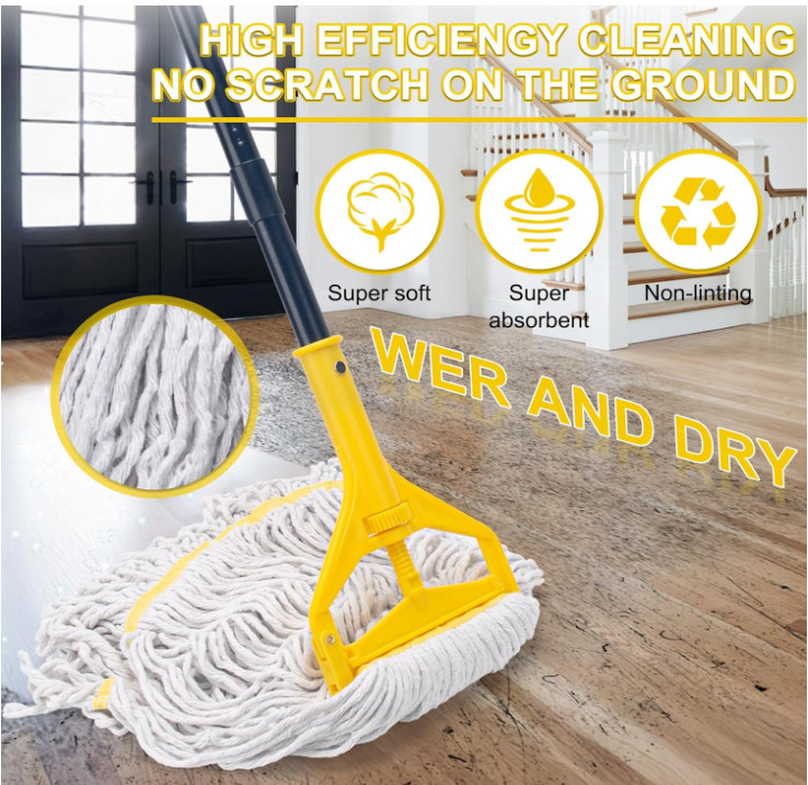 Mopa industrial con 3 recambios grandes y mango 150 cm para suelos húmedos