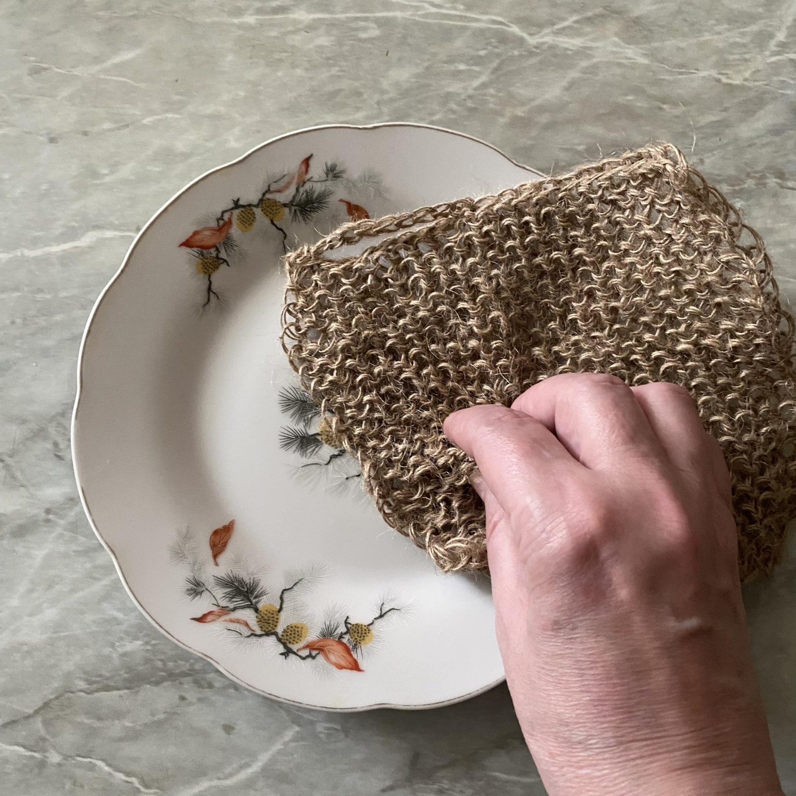 Eco-Friendly Hand-Knitted Hemp Dish Rags Pack of 3 Reusable Zero Waste Beige …