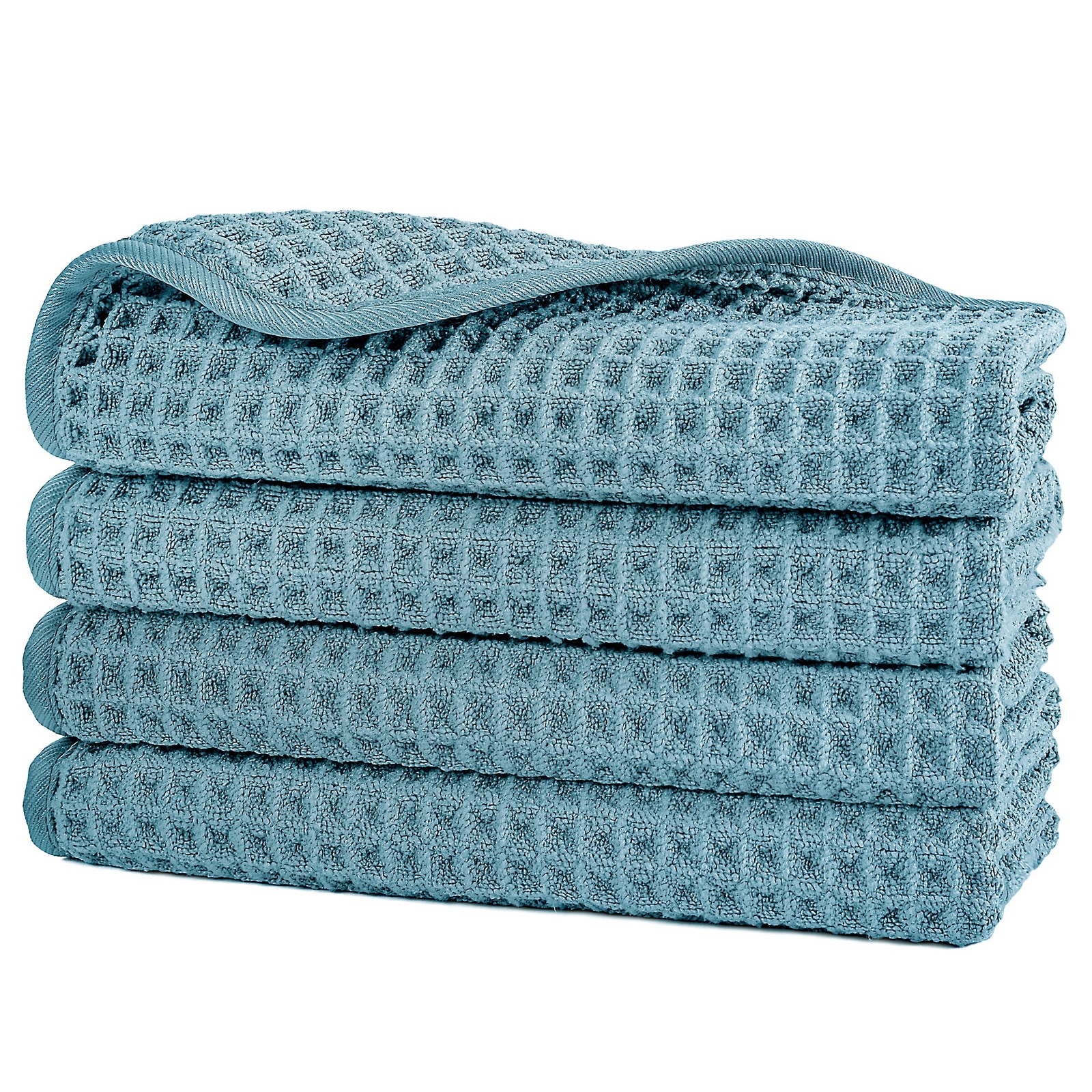 Microfiber Lint Free Washcloth Face Towel, 13 x 13 in, 4 Pack (Waffle Weave)