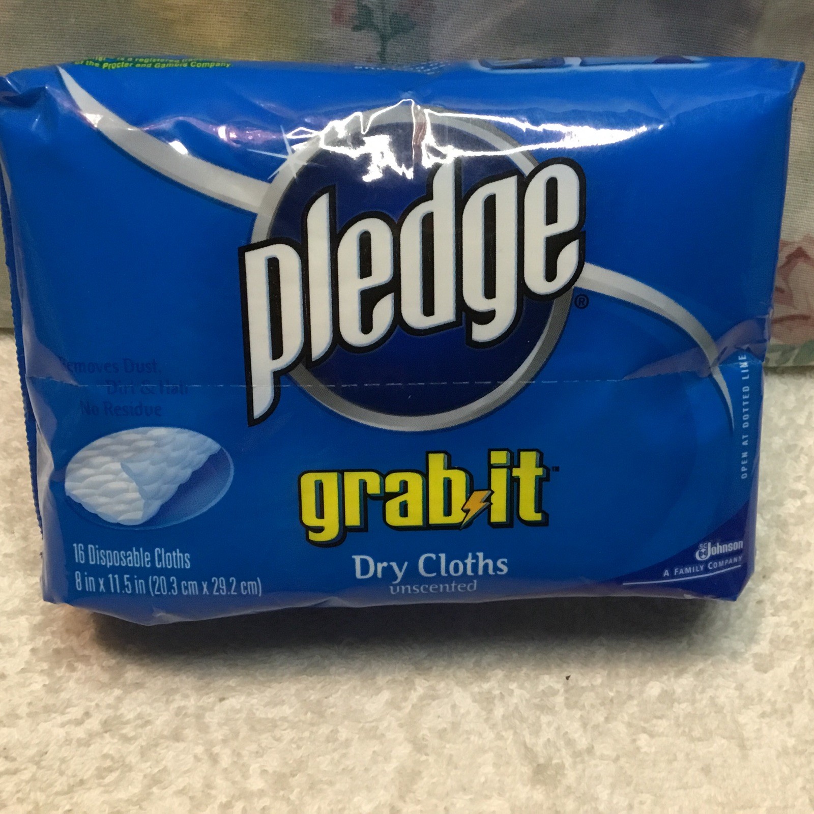 Pledge GRAB IT Dry Disposable 16 Unscented Dusting Cloths 8″x 11.5″ New Sealed
